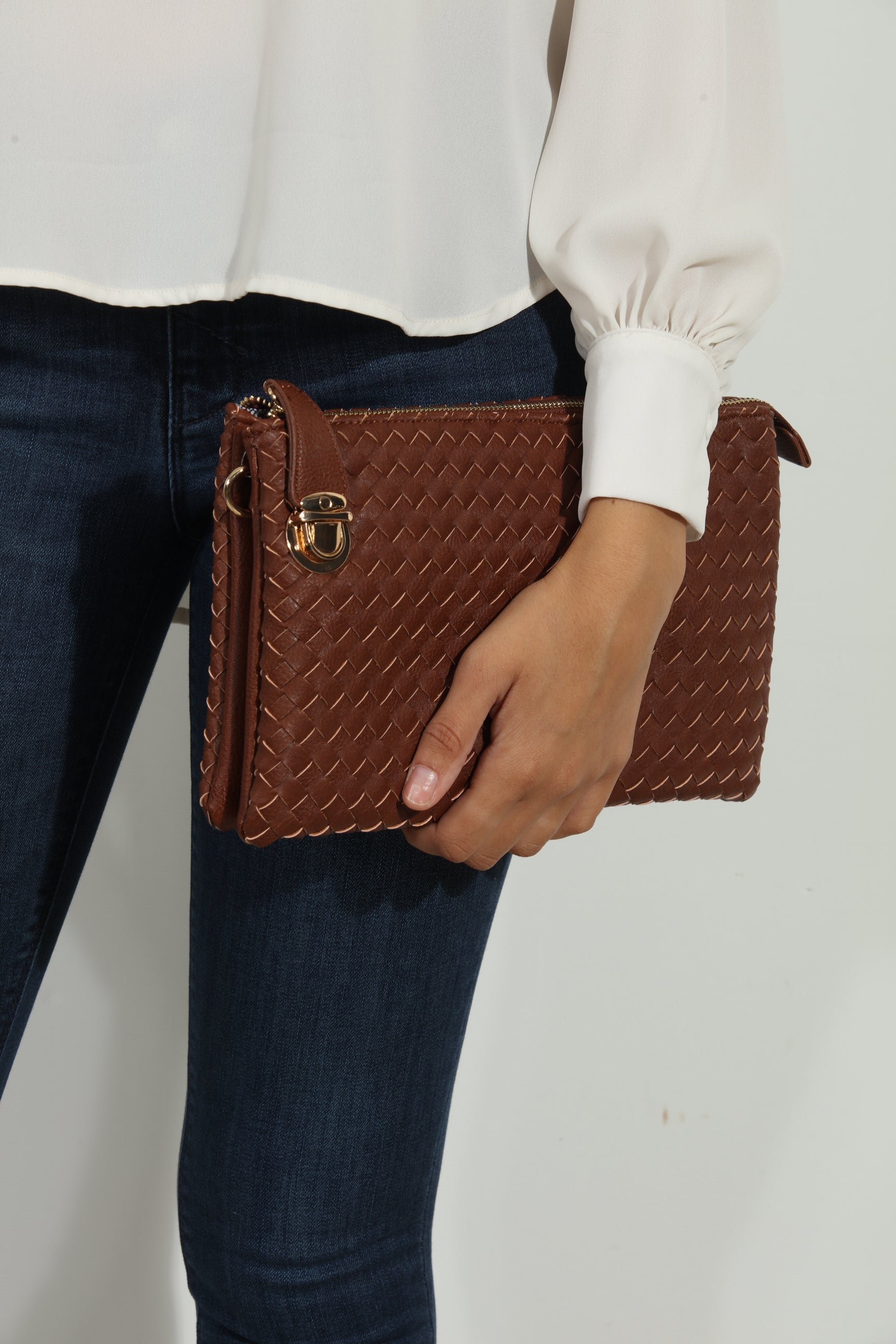 Coffee Woven Clutch