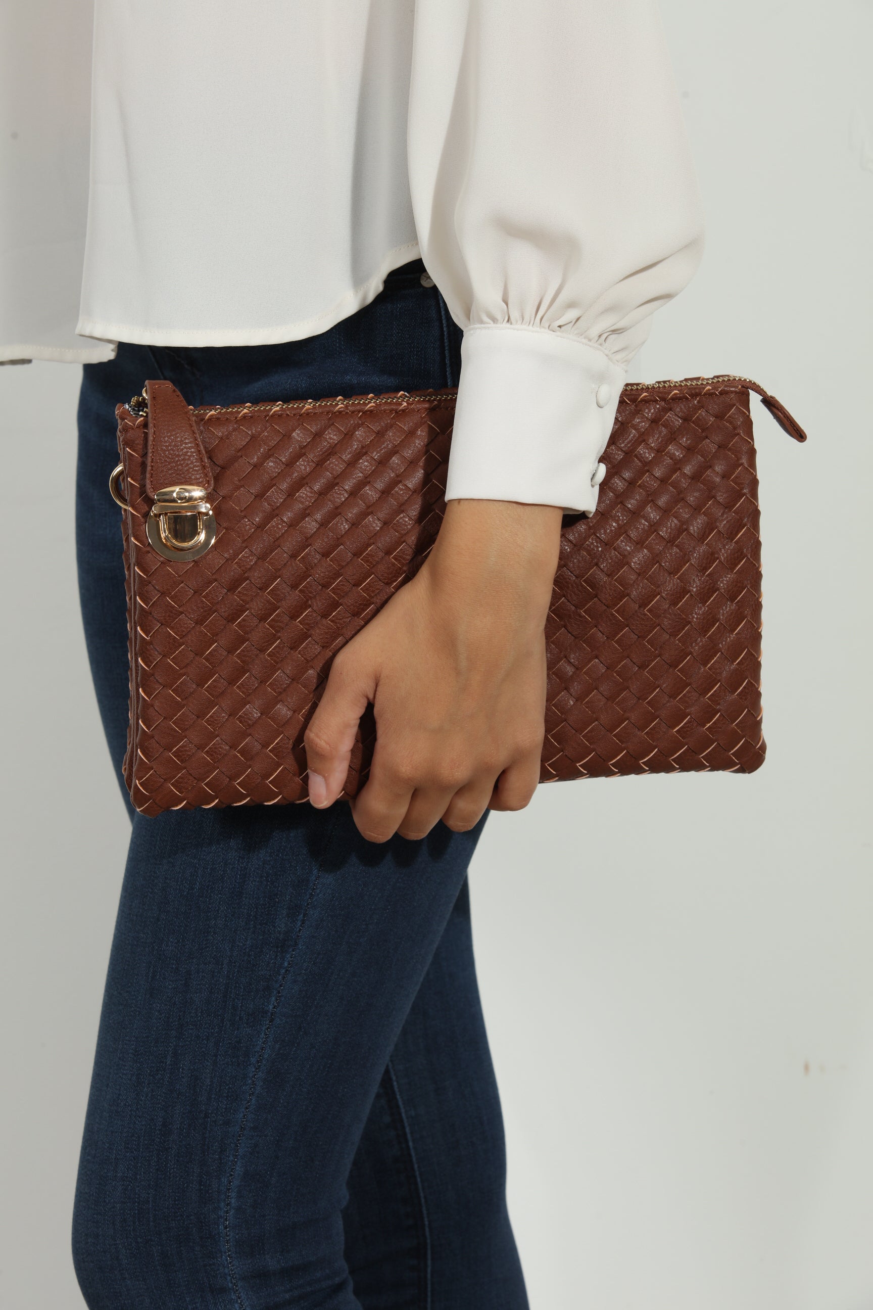 Coffee Woven Clutch