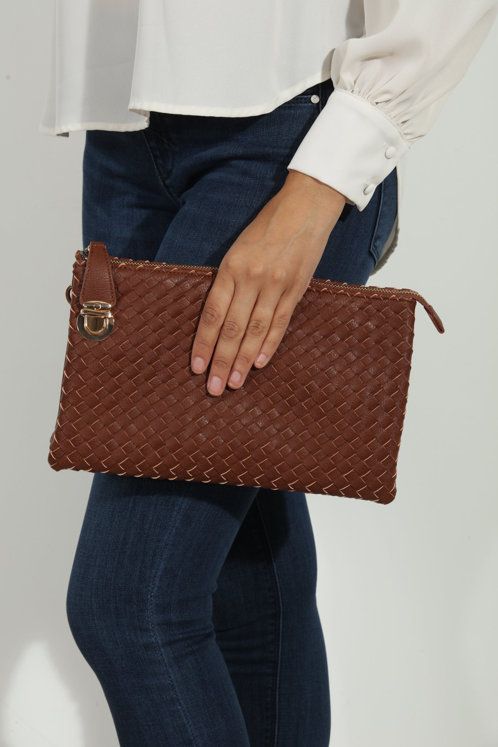Coffee Woven Clutch