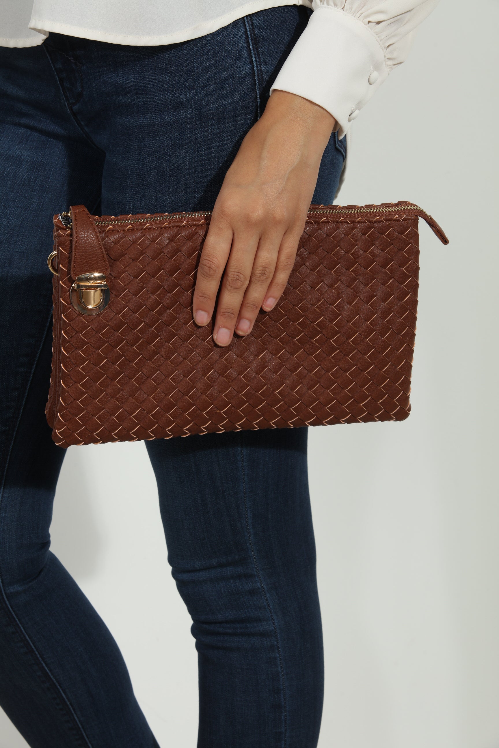 Coffee Woven Clutch