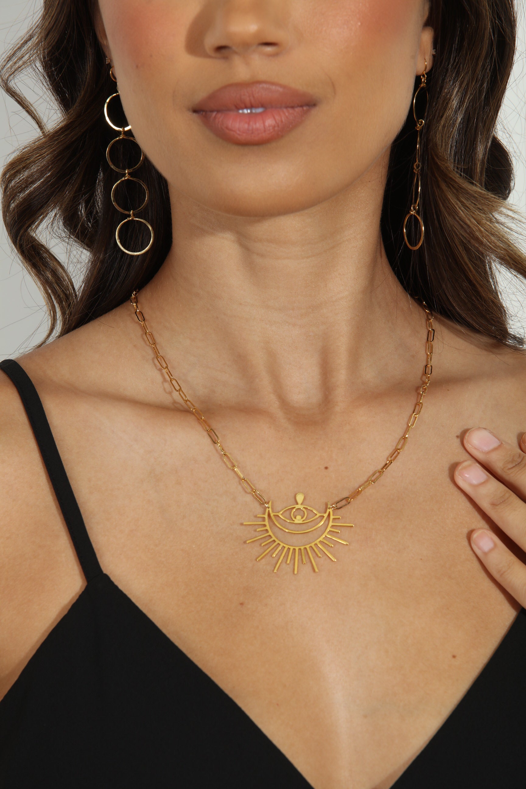 Gold Multi Hoop Drop Down Earrings