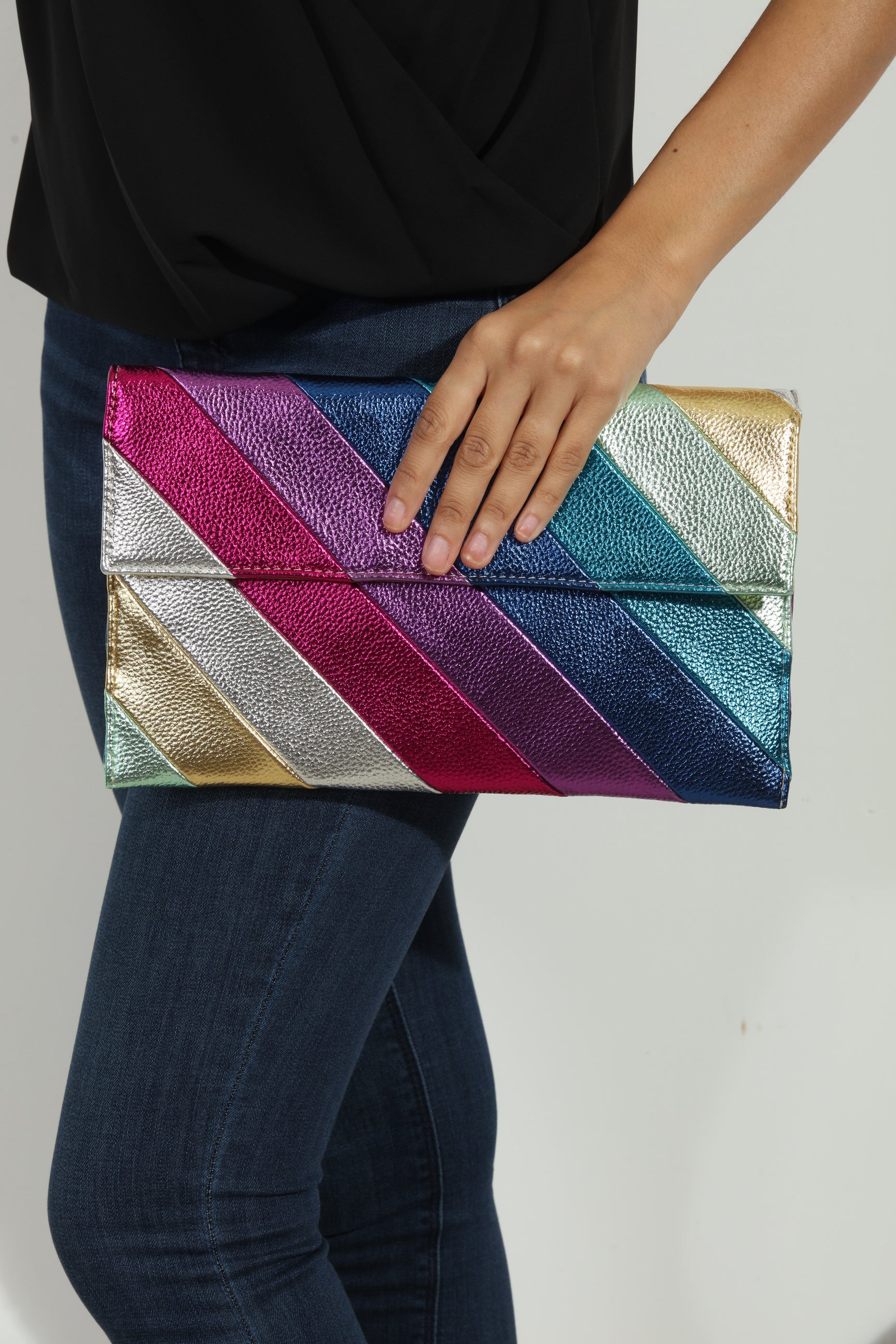 Rainbow Metallic Clutch