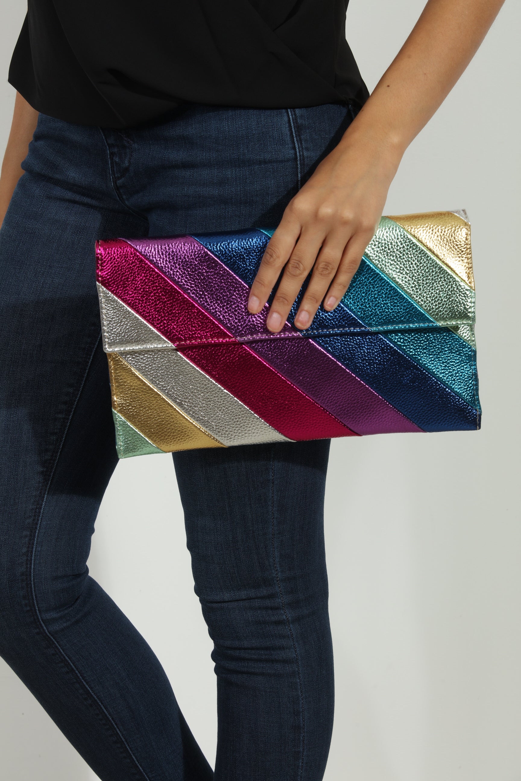 Rainbow Metallic Clutch