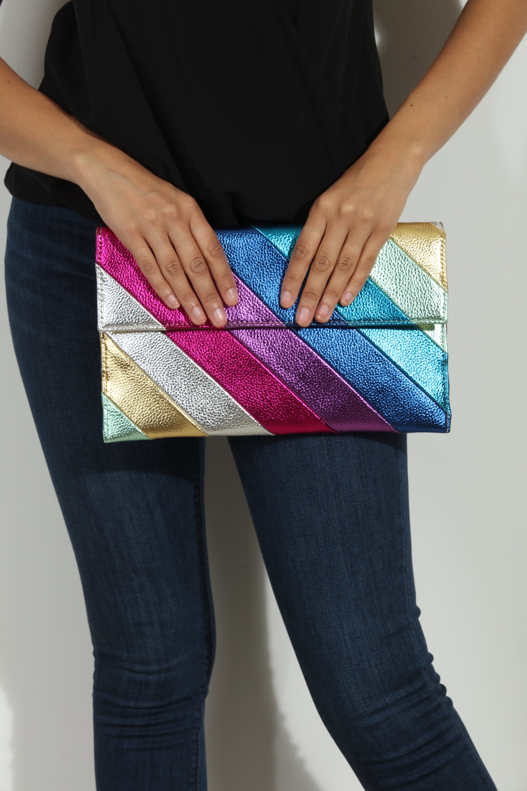 Rainbow Metallic Clutch