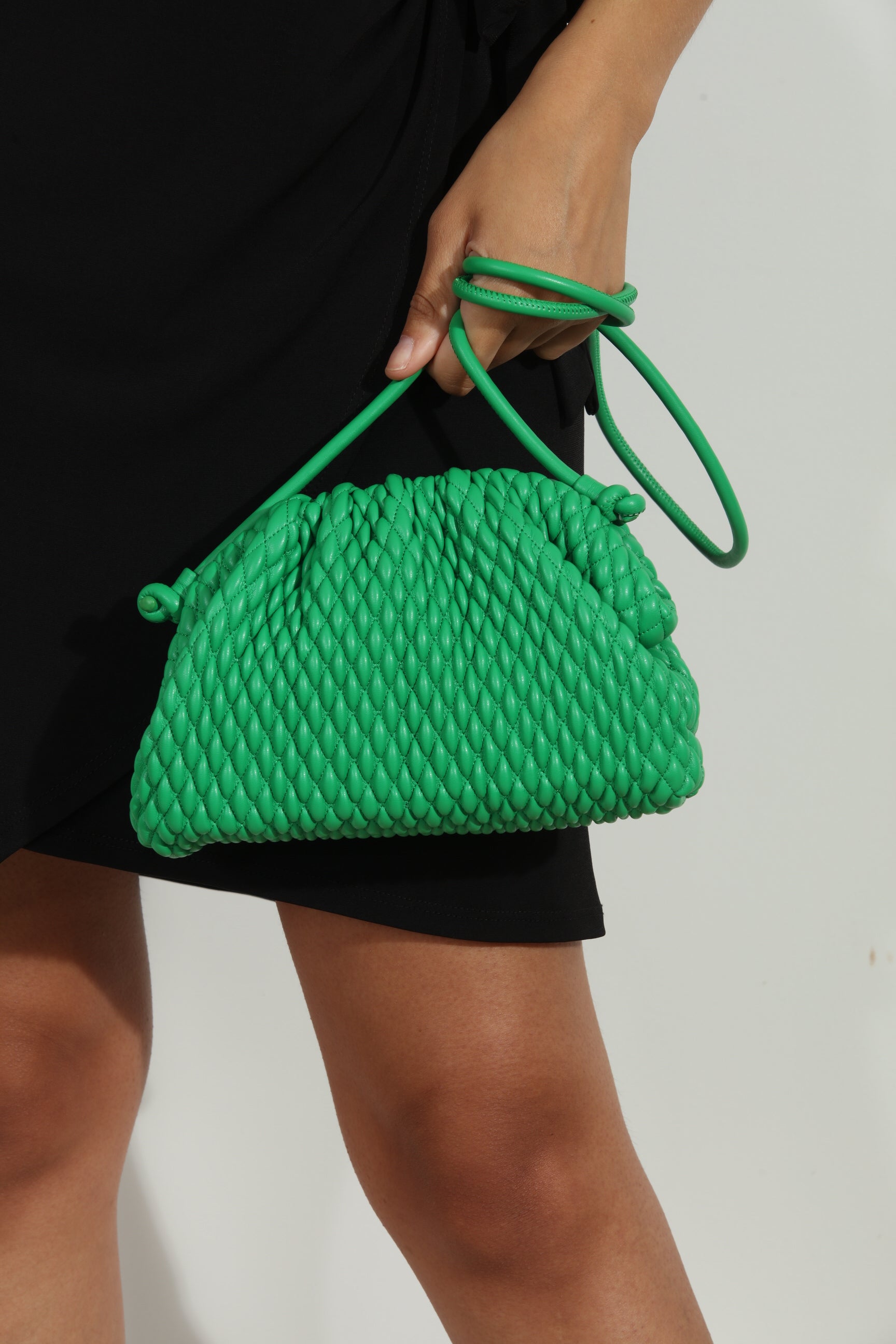 Kelly Green Woven Faux Leather Purse