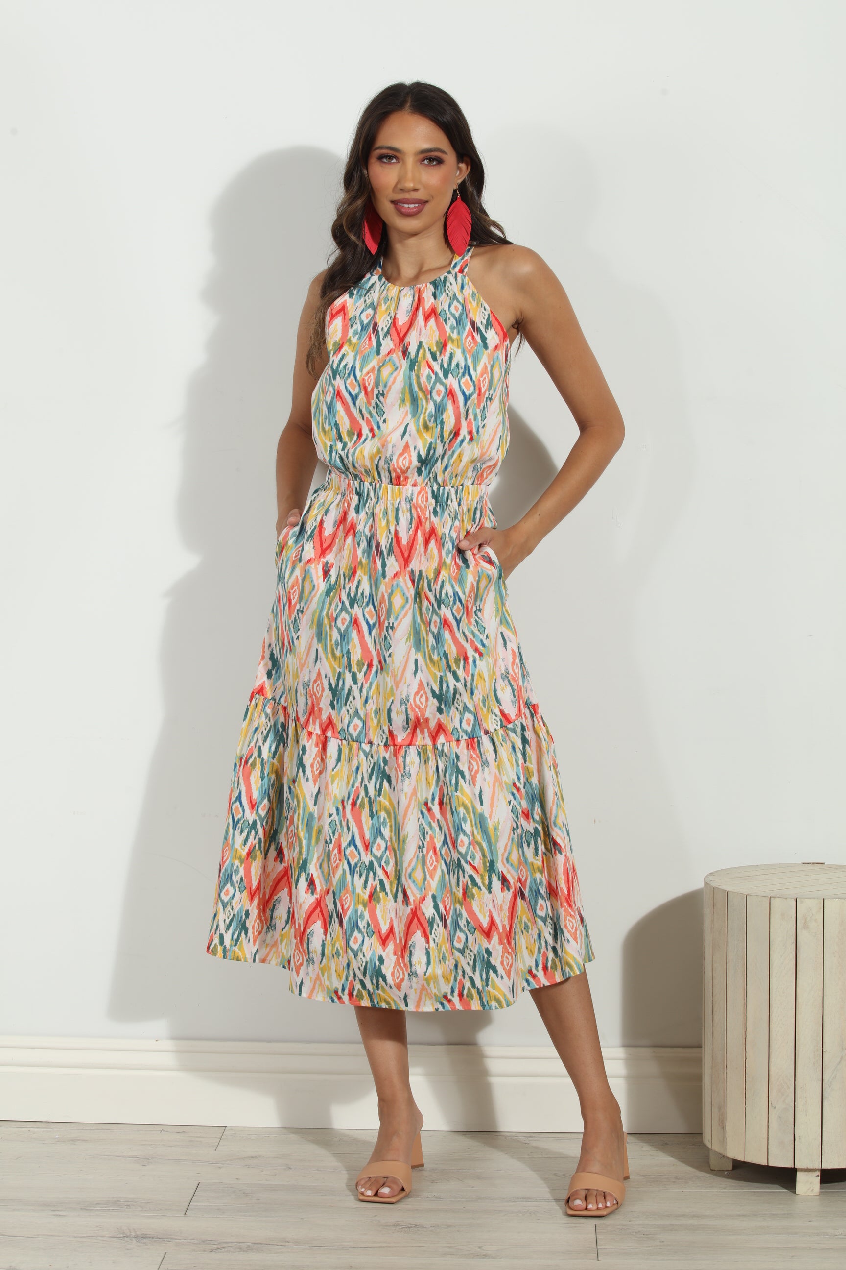 Cynda Poplin Halter Midi Dress