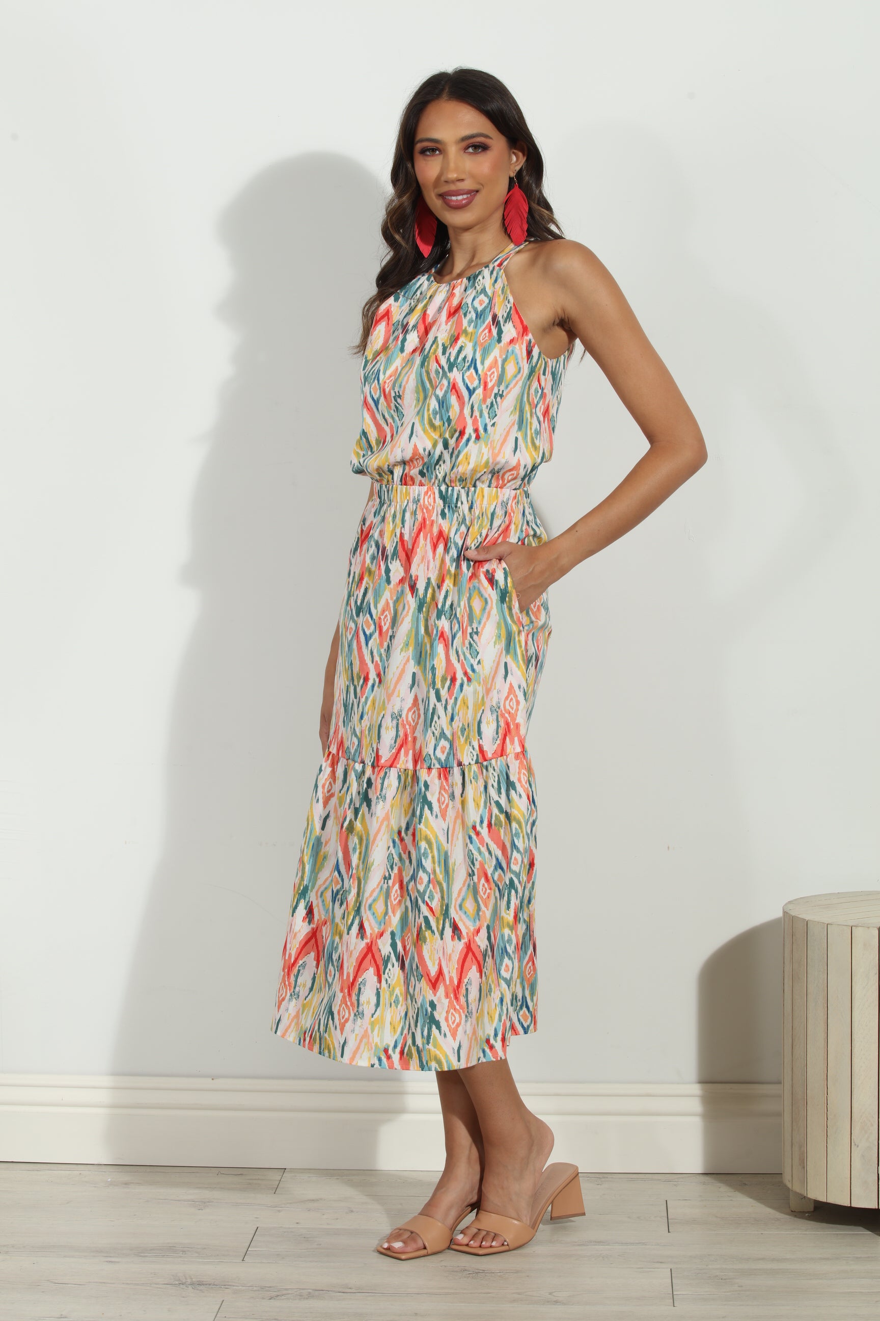 Cynda Poplin Halter Midi Dress