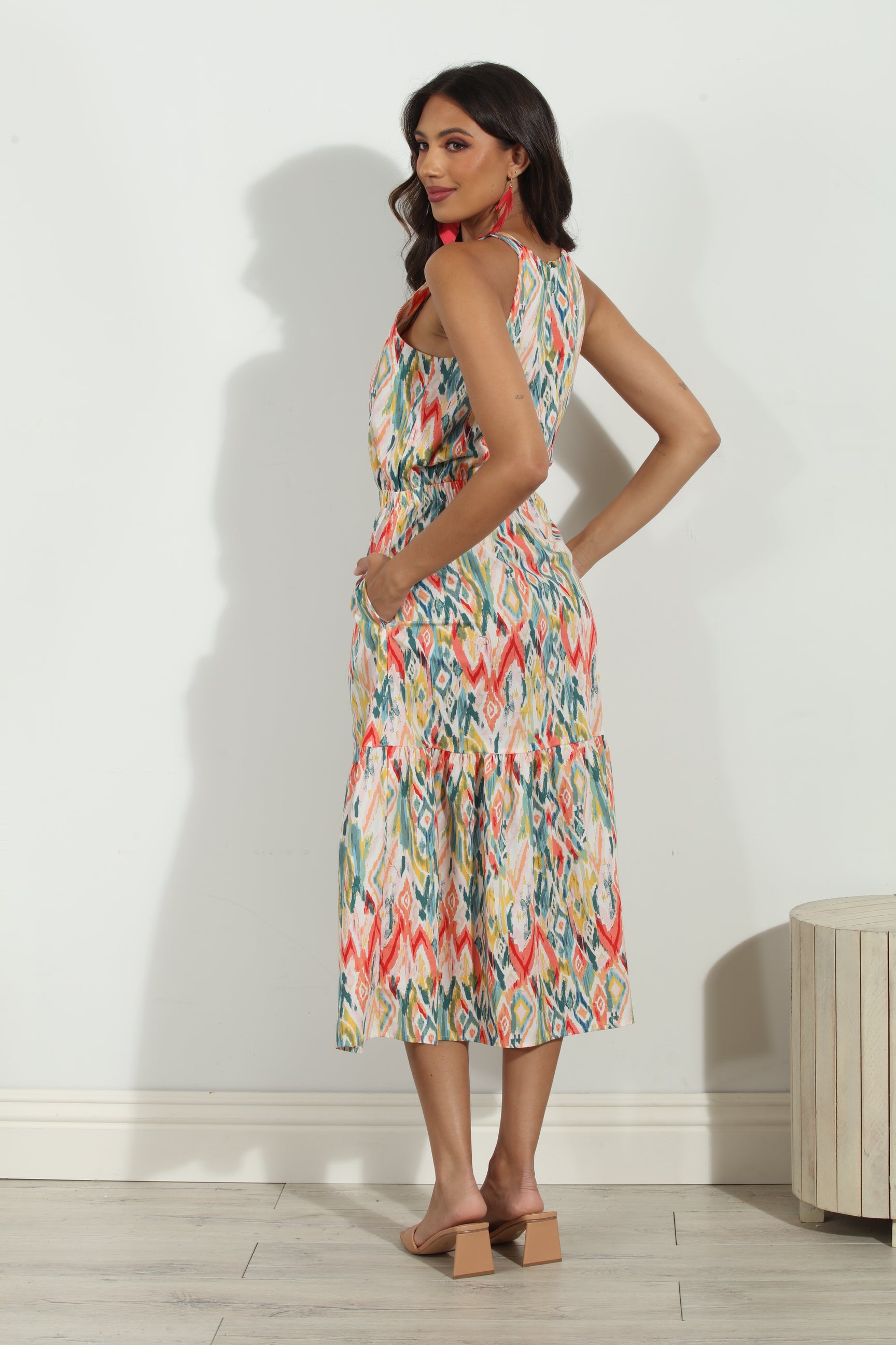 Cynda Poplin Halter Midi Dress