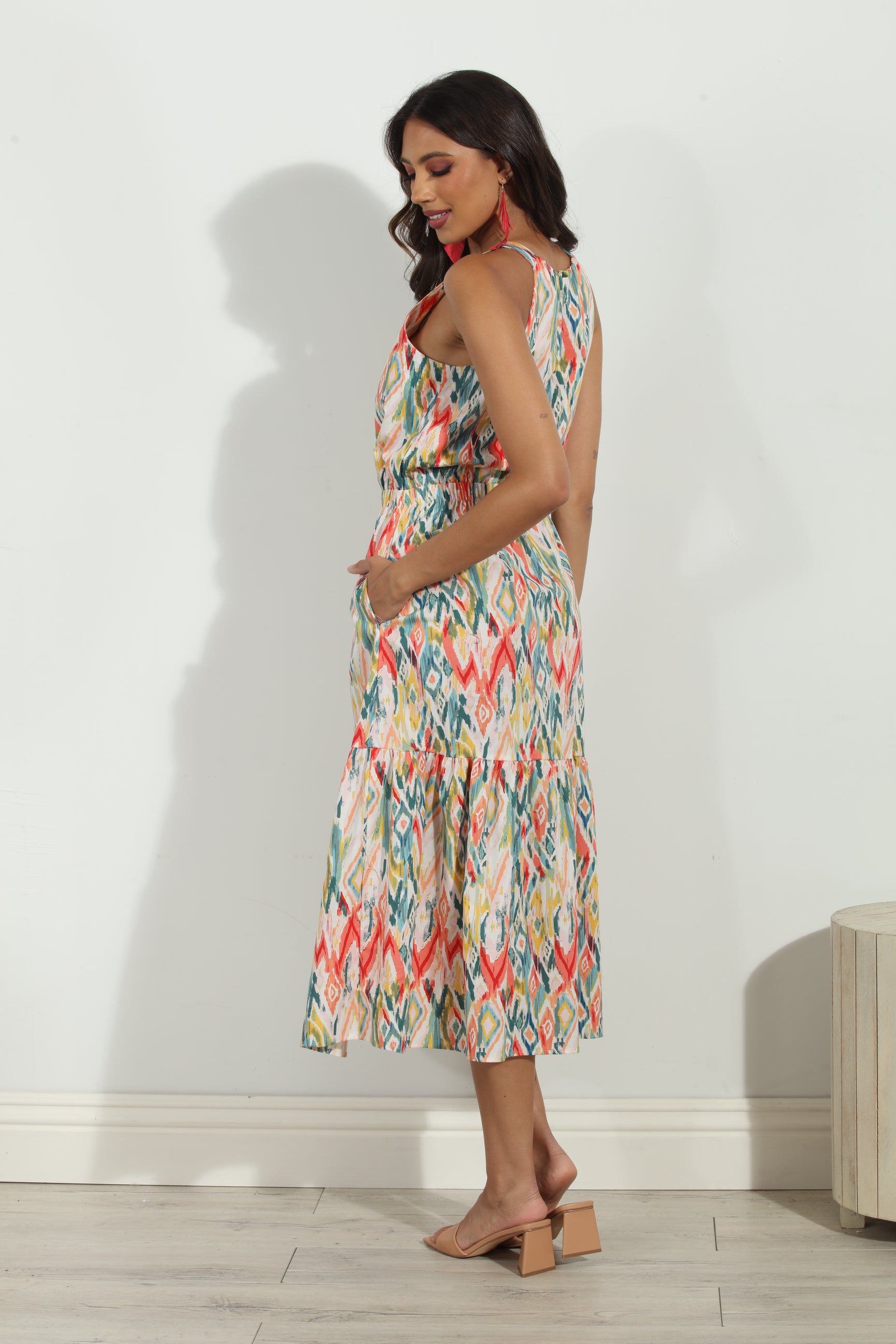 Cynda Poplin Halter Midi Dress