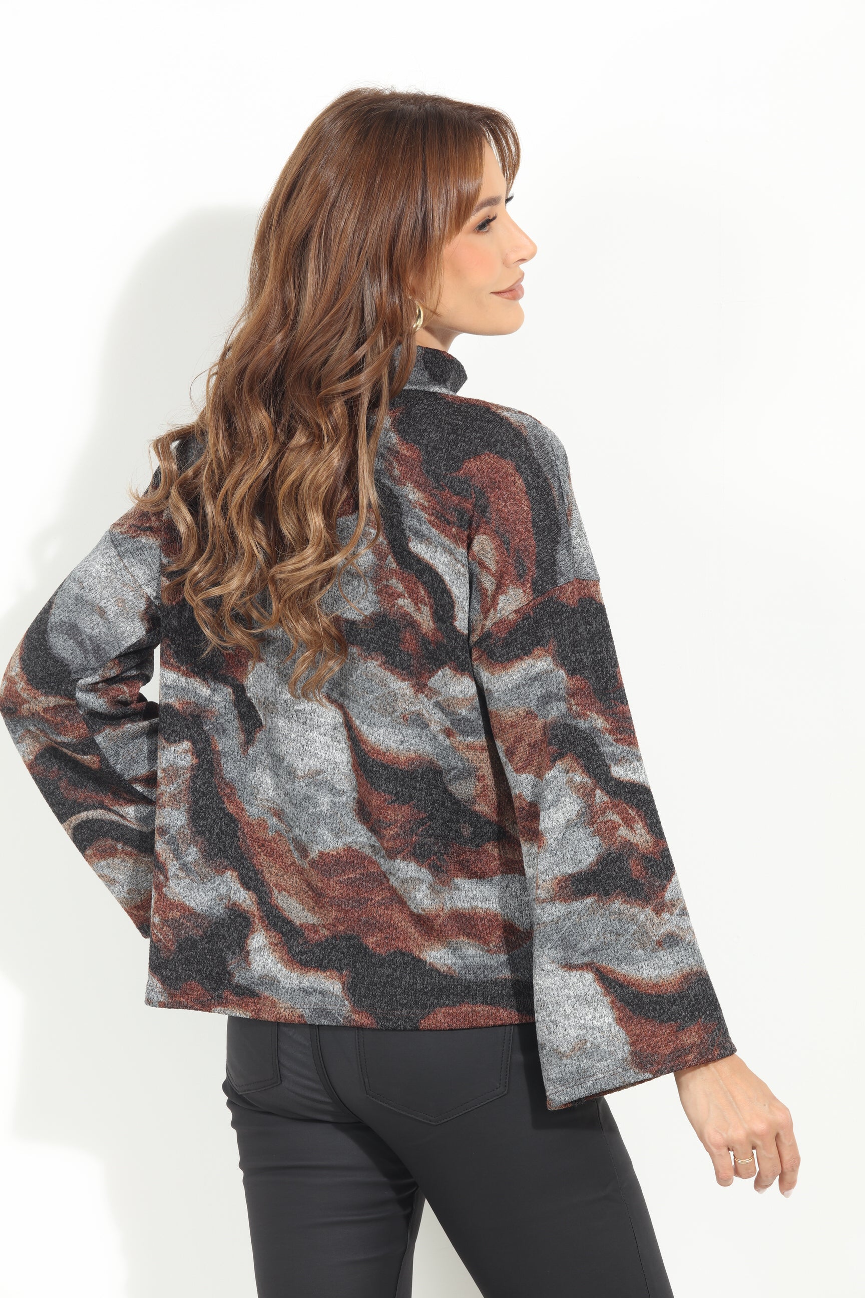 Sierra Hacci Mock Neck Knit Top