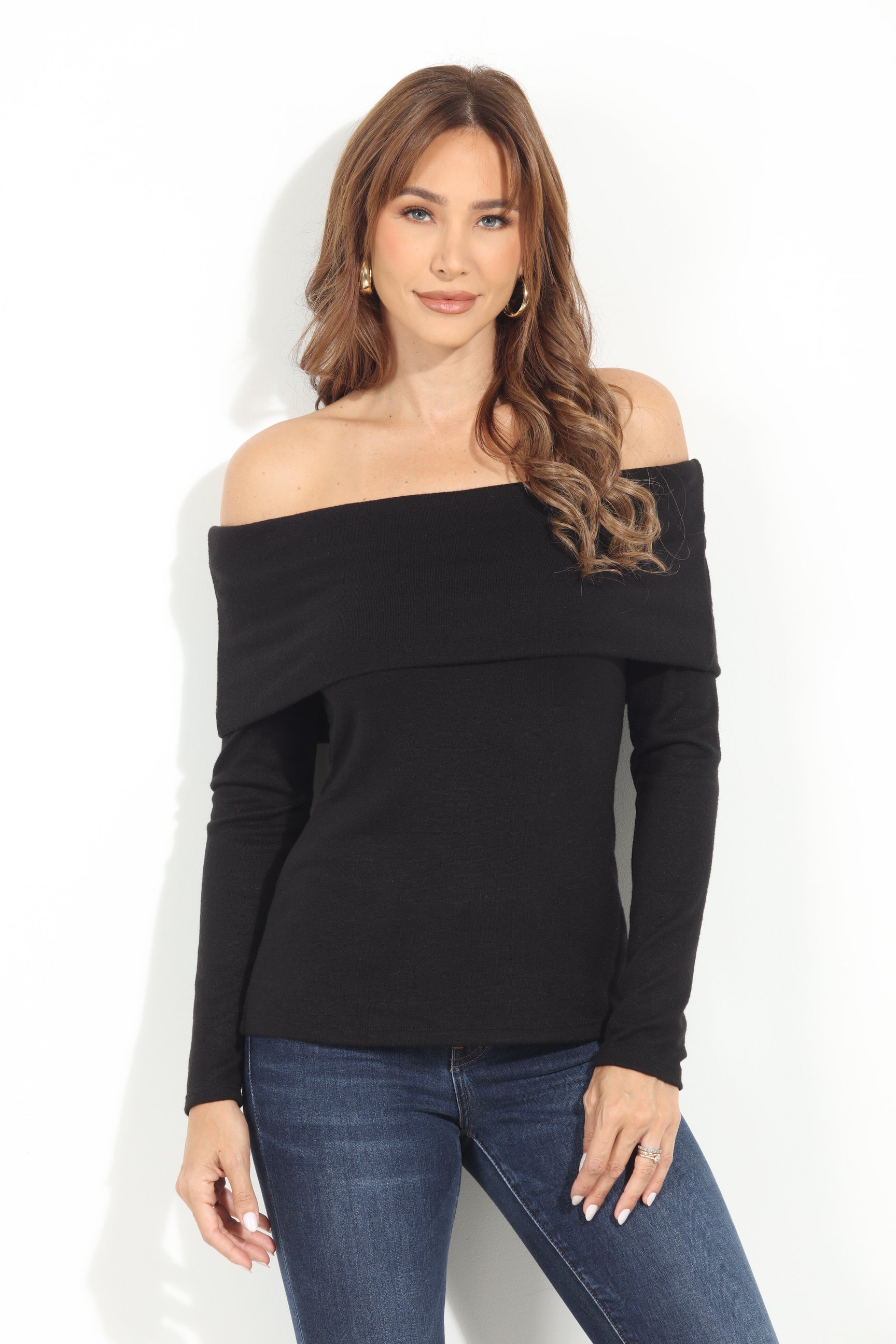 Black Cashmere OTS Knit Top