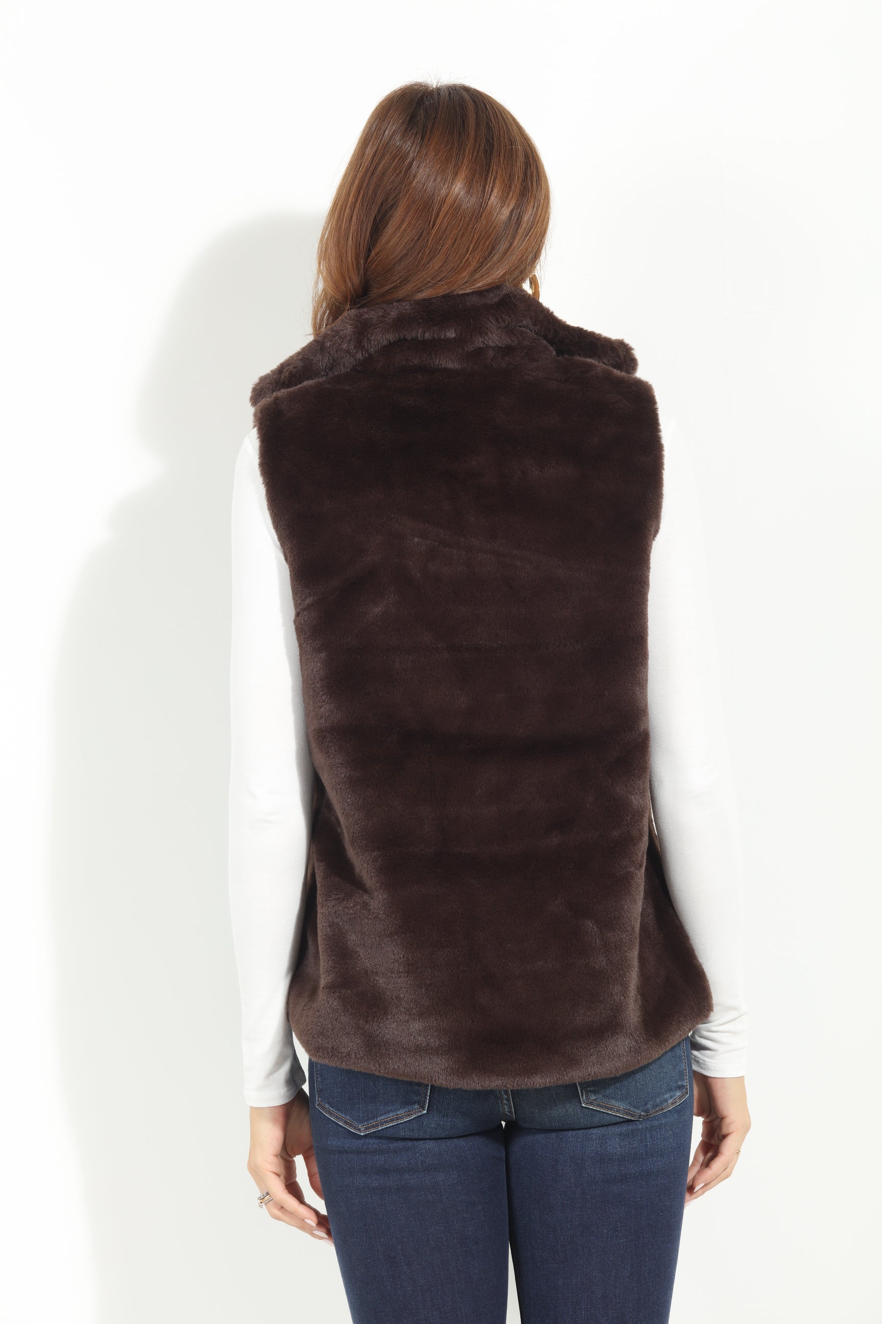 Dark Brown Faux Fur Vest