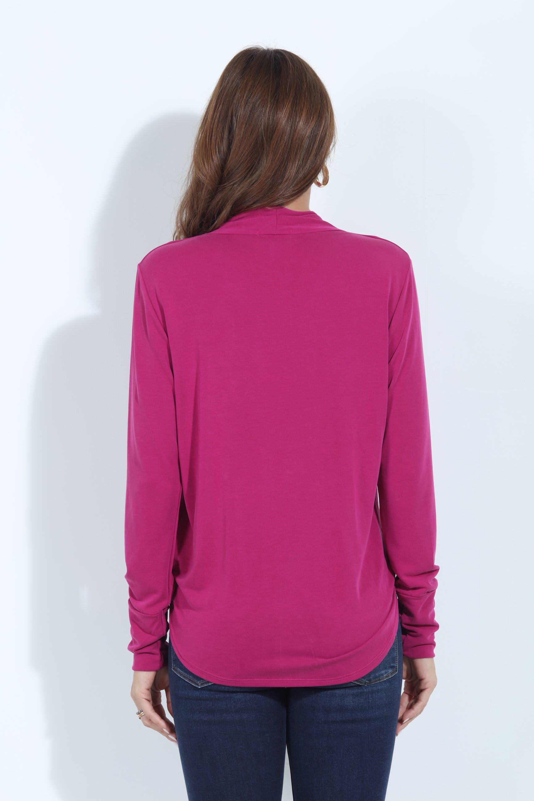 Berry Cupro Draped Surplice Top-BEST SELLER