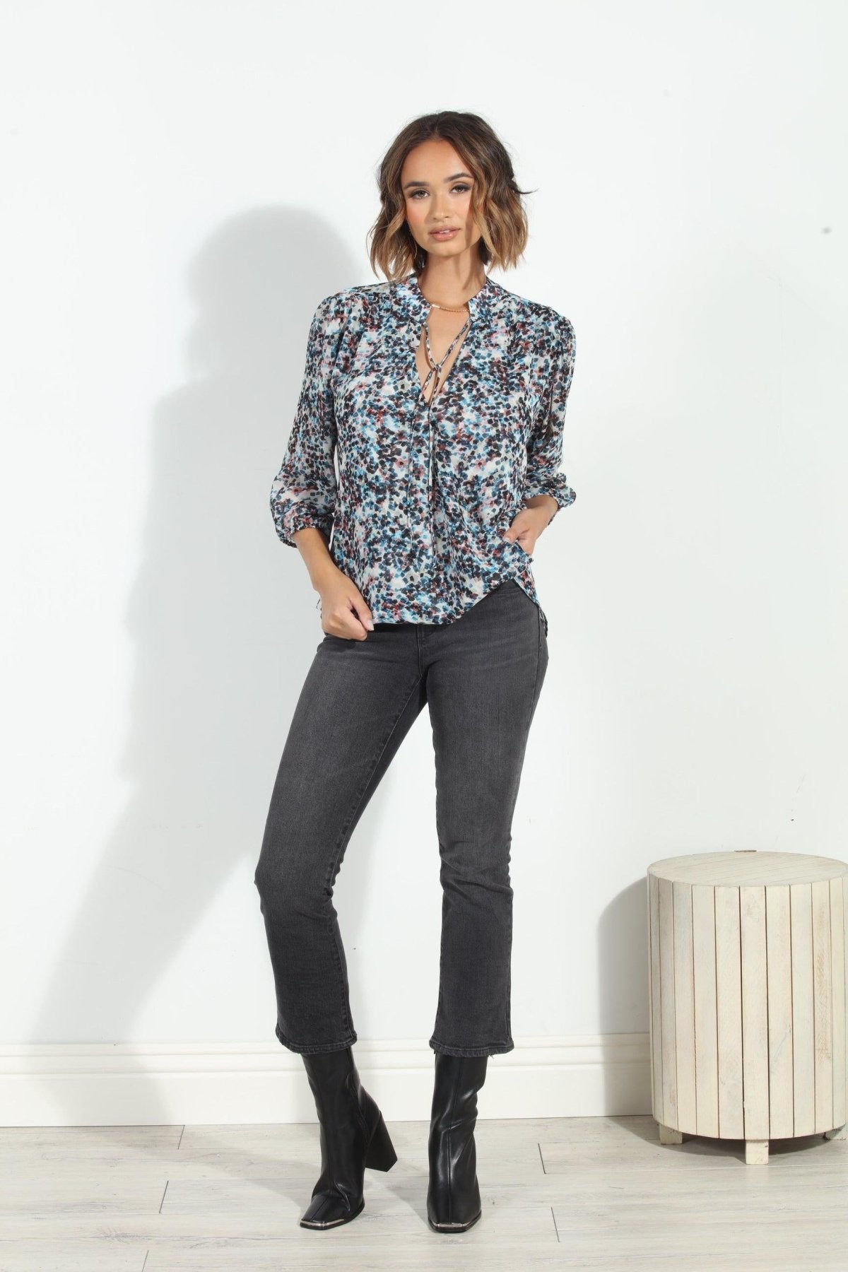 Lucila 3/4 Sleeve Surplice Blouse-FINAL SALE