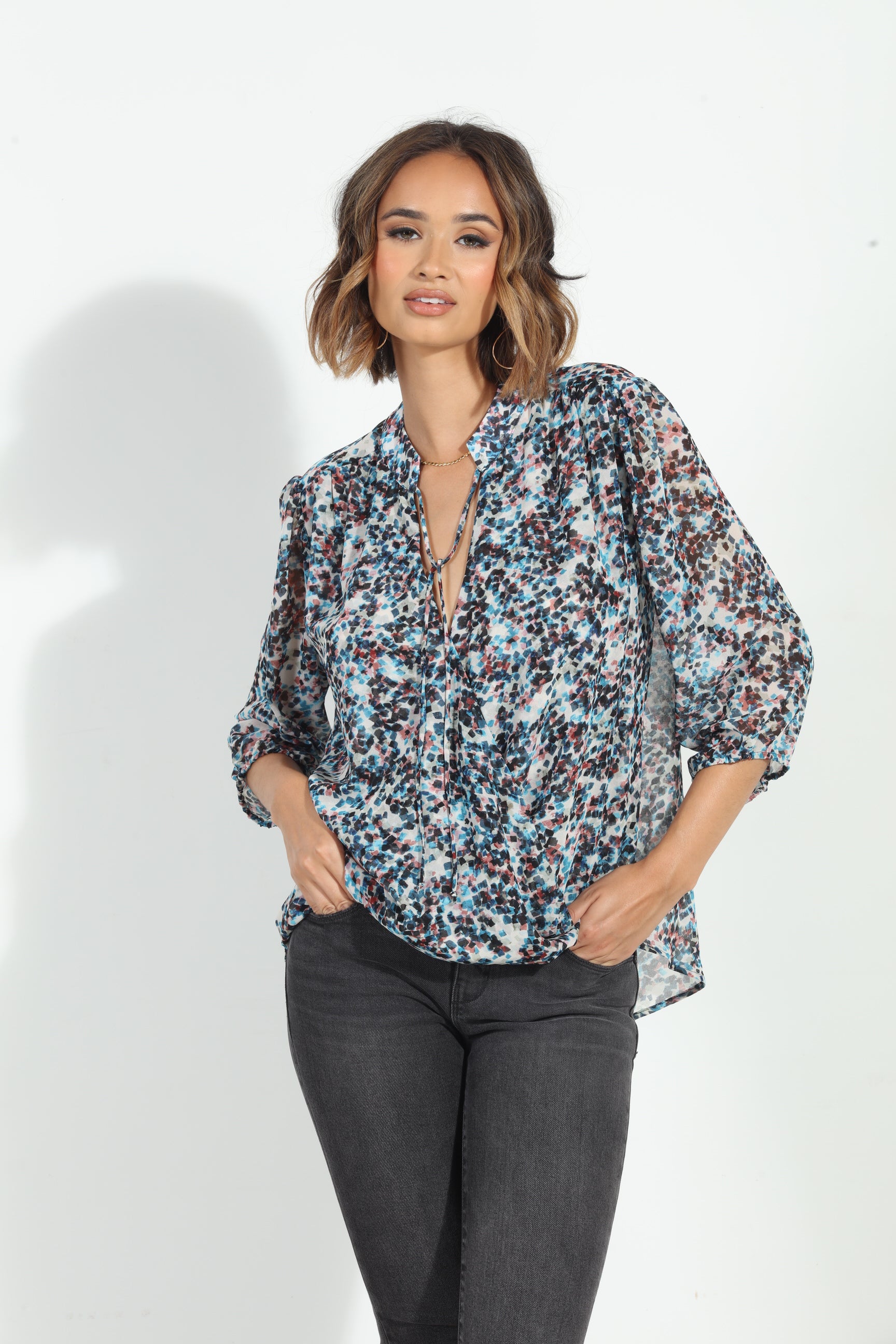 Lucila 3/4 Sleeve Surplice Blouse