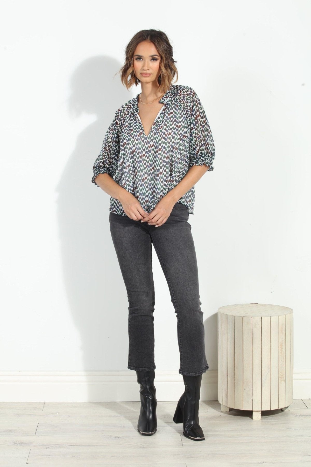 Prago Split Neck Blouse-FINAL SALE
