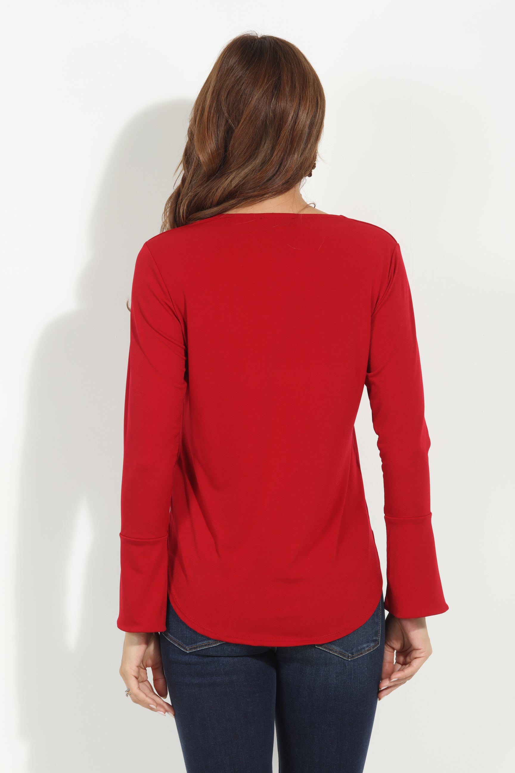 Cranberry ITY Surplice Bell Sleeve Top - BEST SELLER