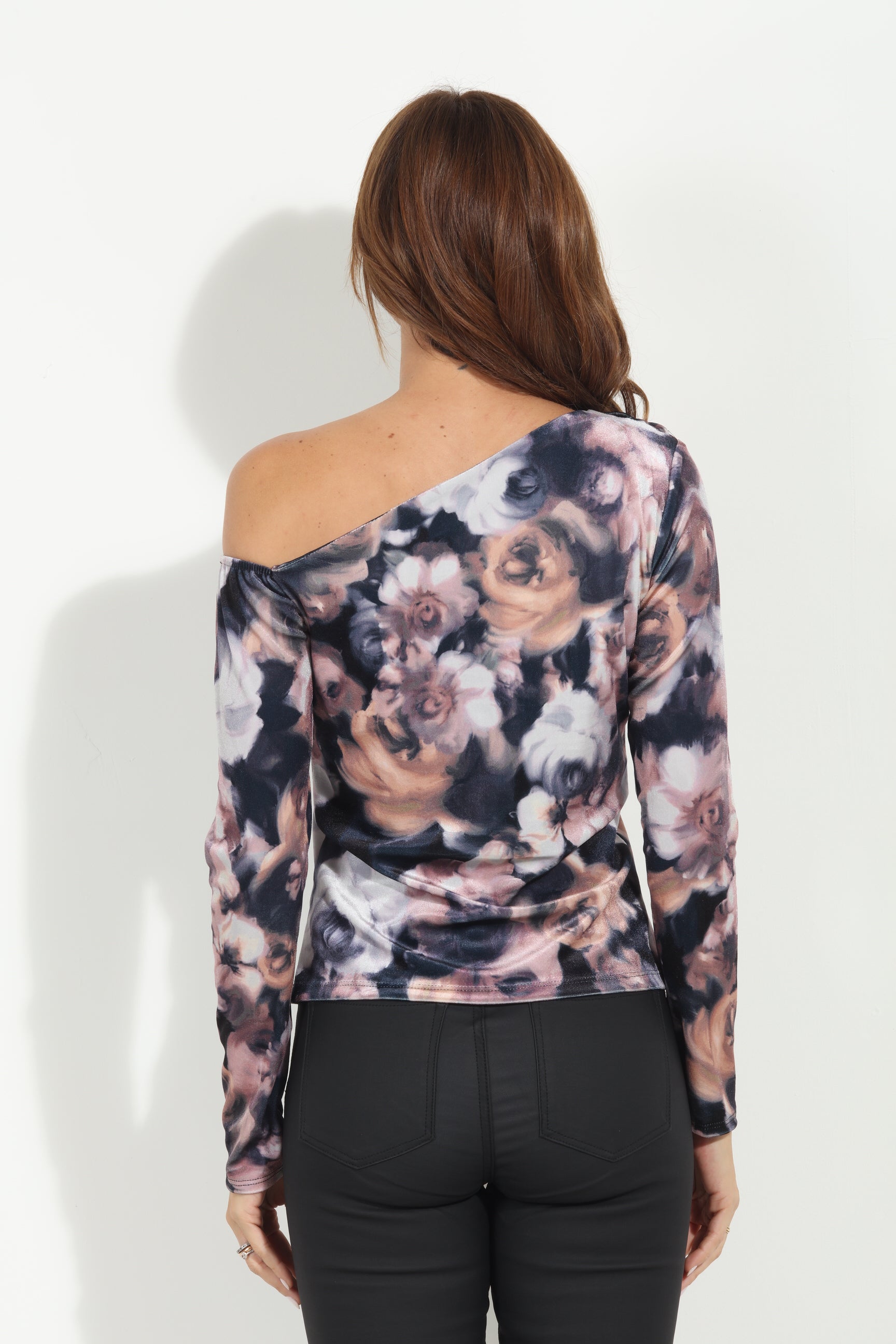 Rosalinda Velvet Asymmetrical Long Sleeve Top-BEST SELLER