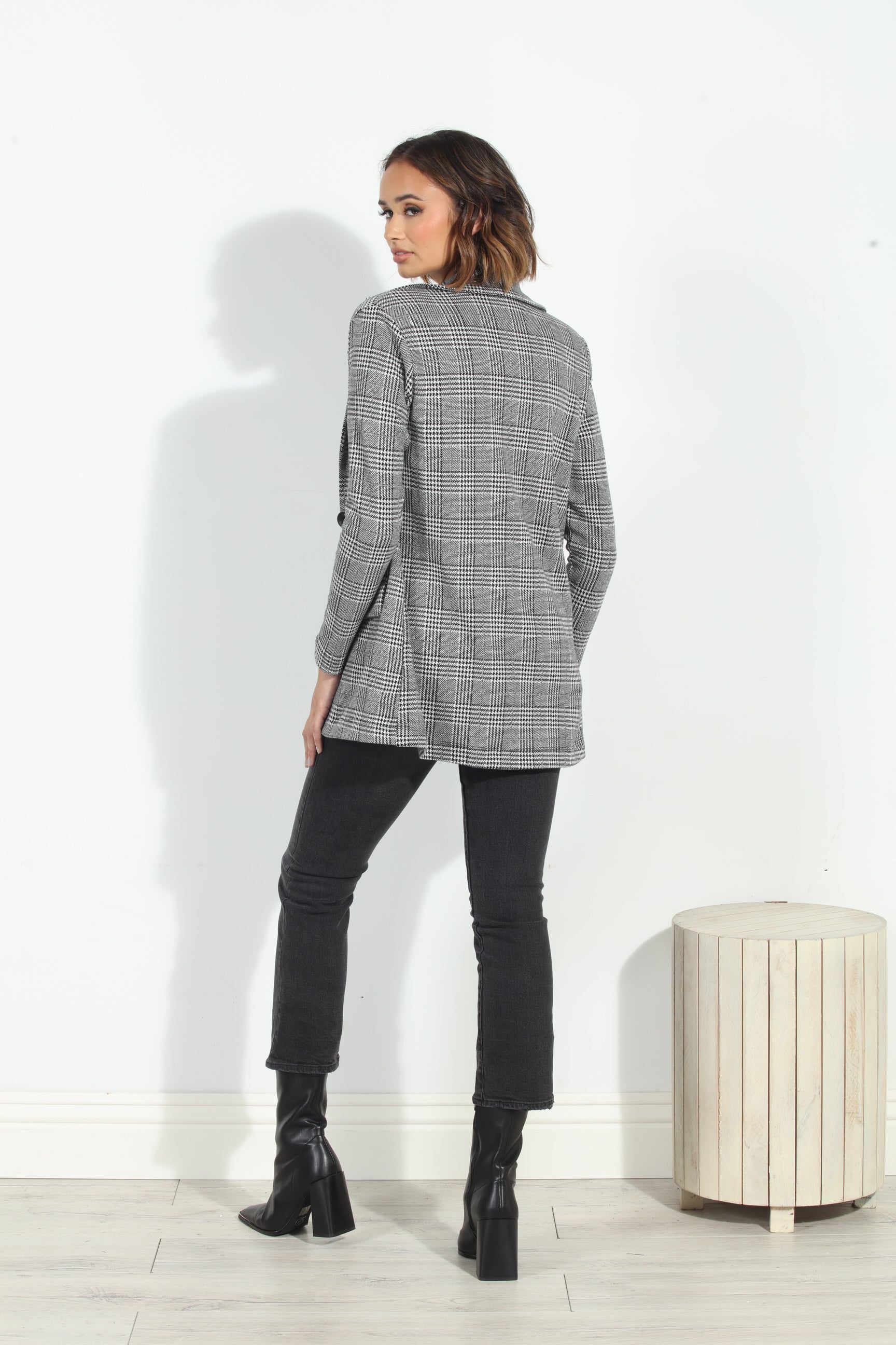 Alva Plaid Ponti Oversized Blazer
