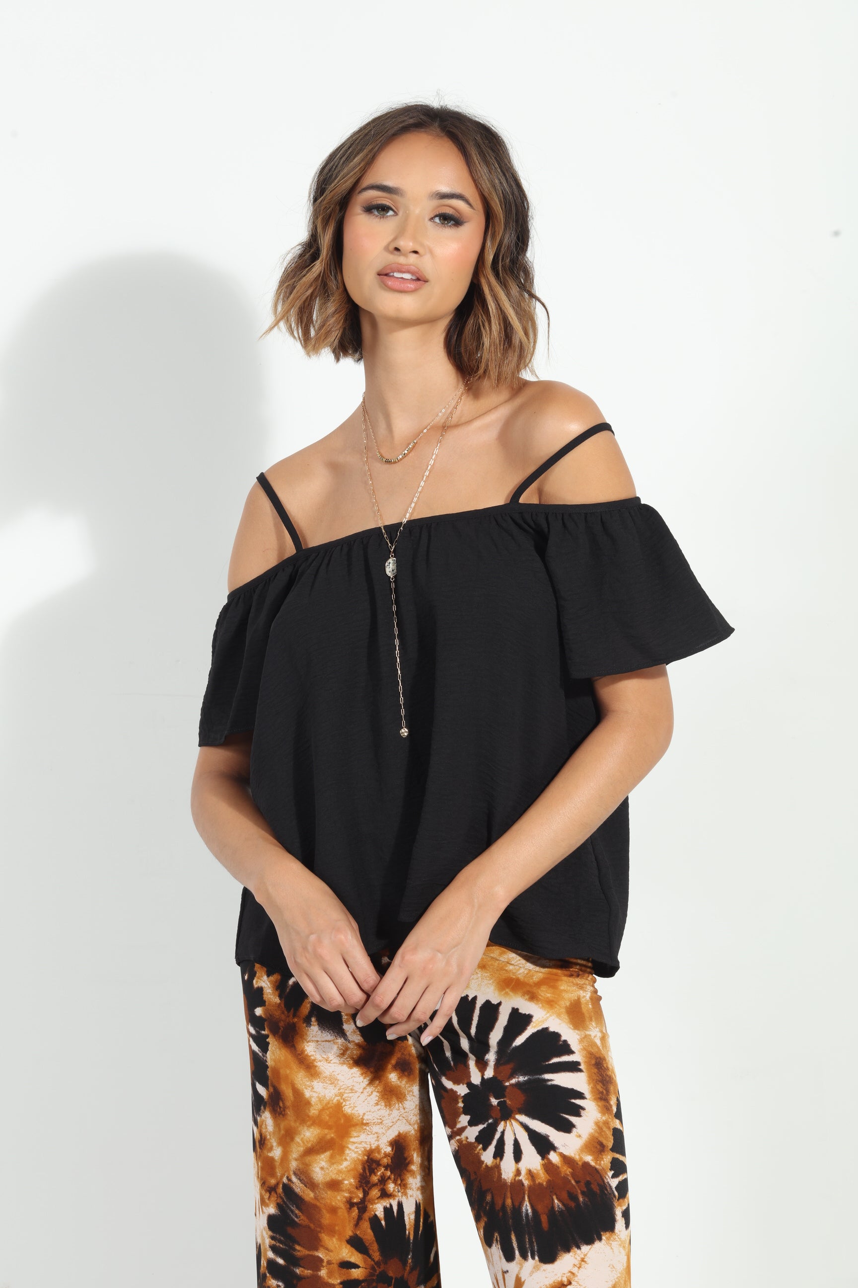 Black Airflow Cold Shoulder Tank