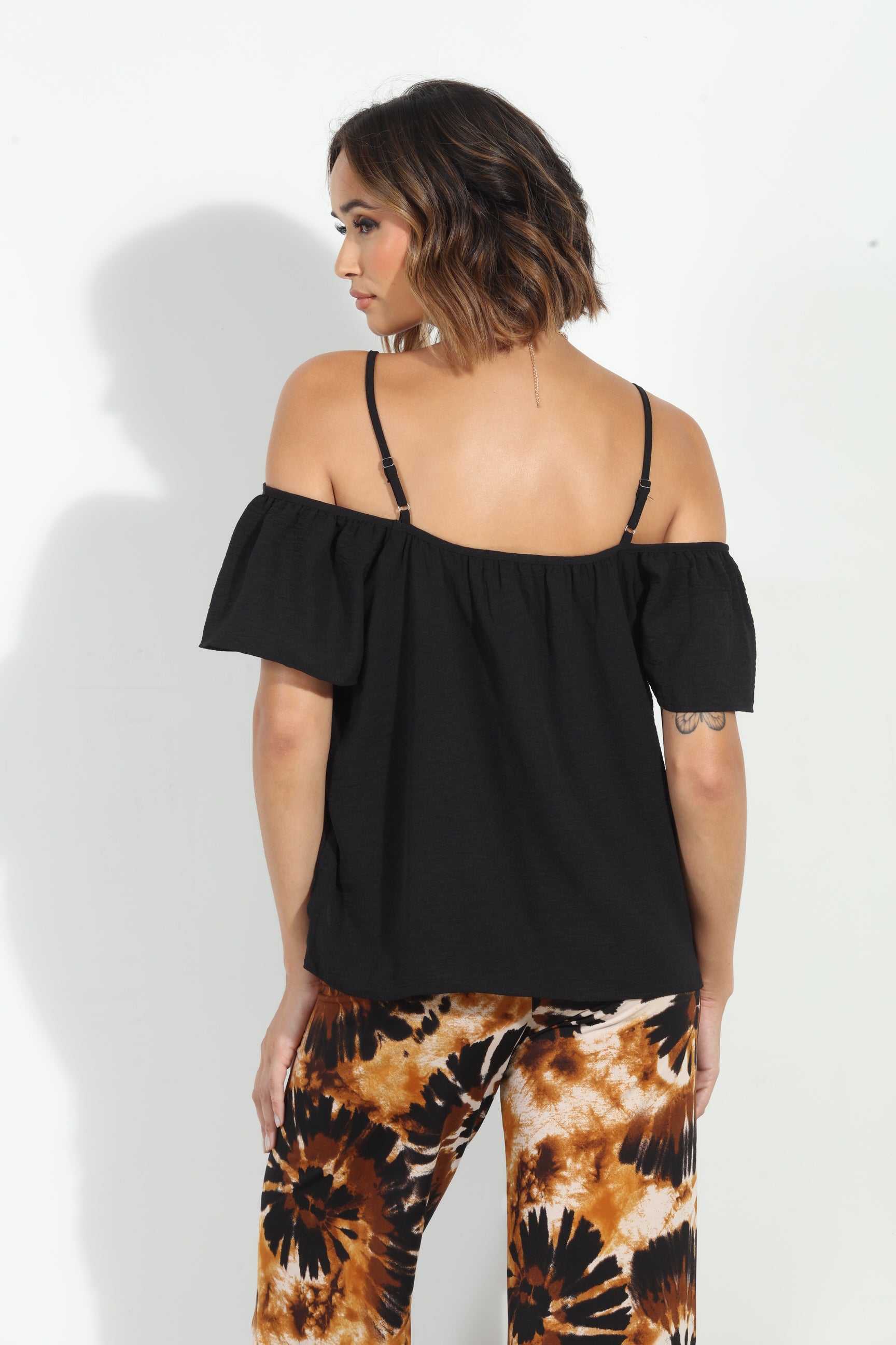 Black Airflow Cold Shoulder Tank