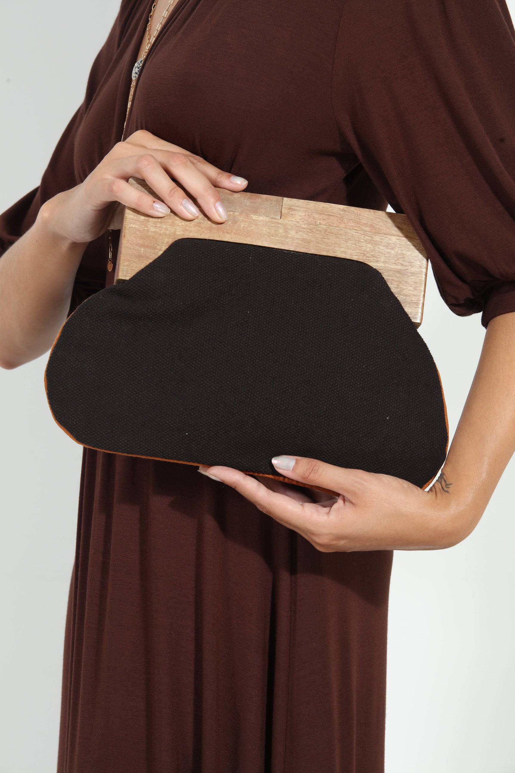 Leela Wooden Handle Clutch