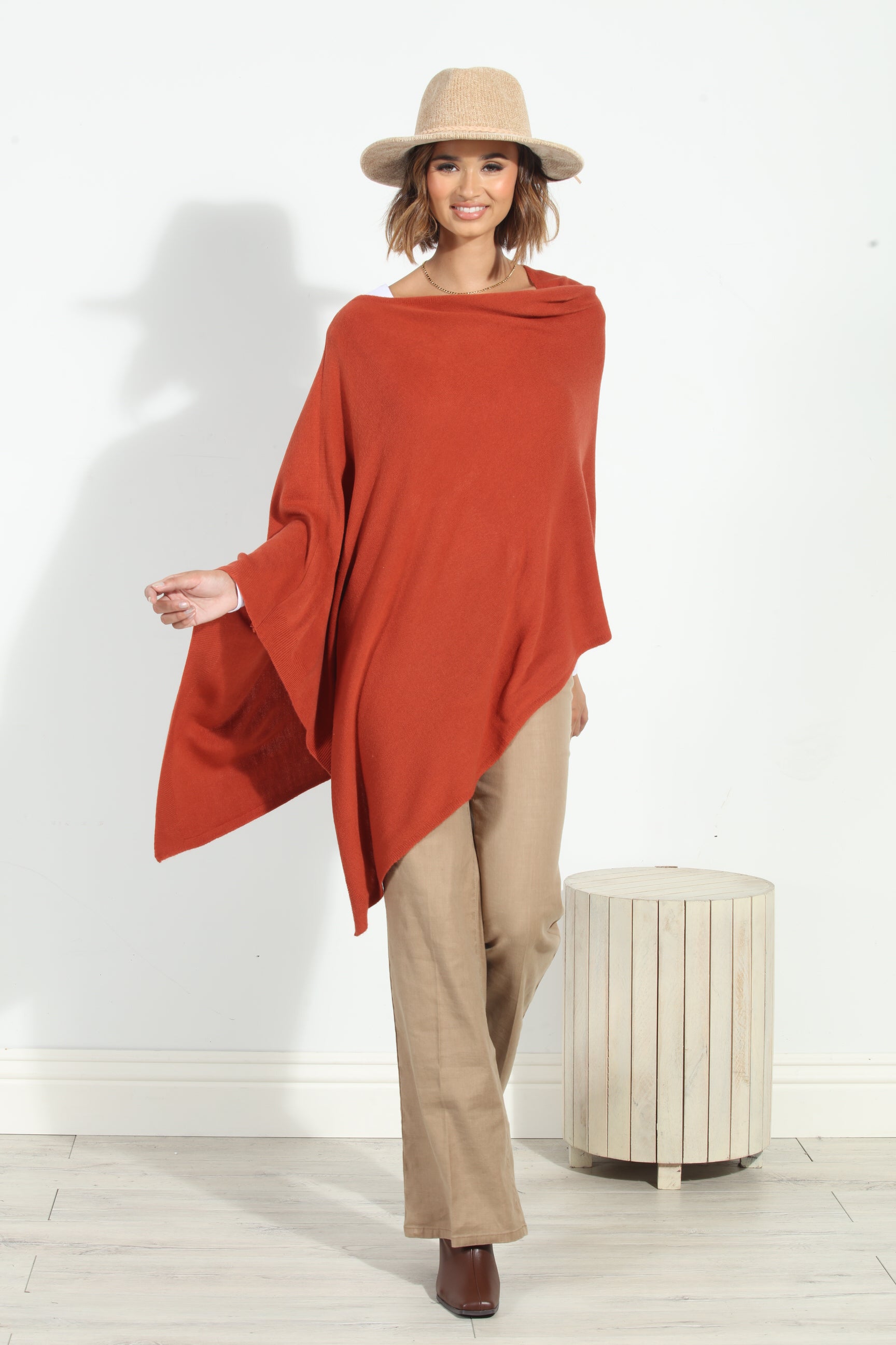 Rust Throw-On Poncho-BEST SELLER