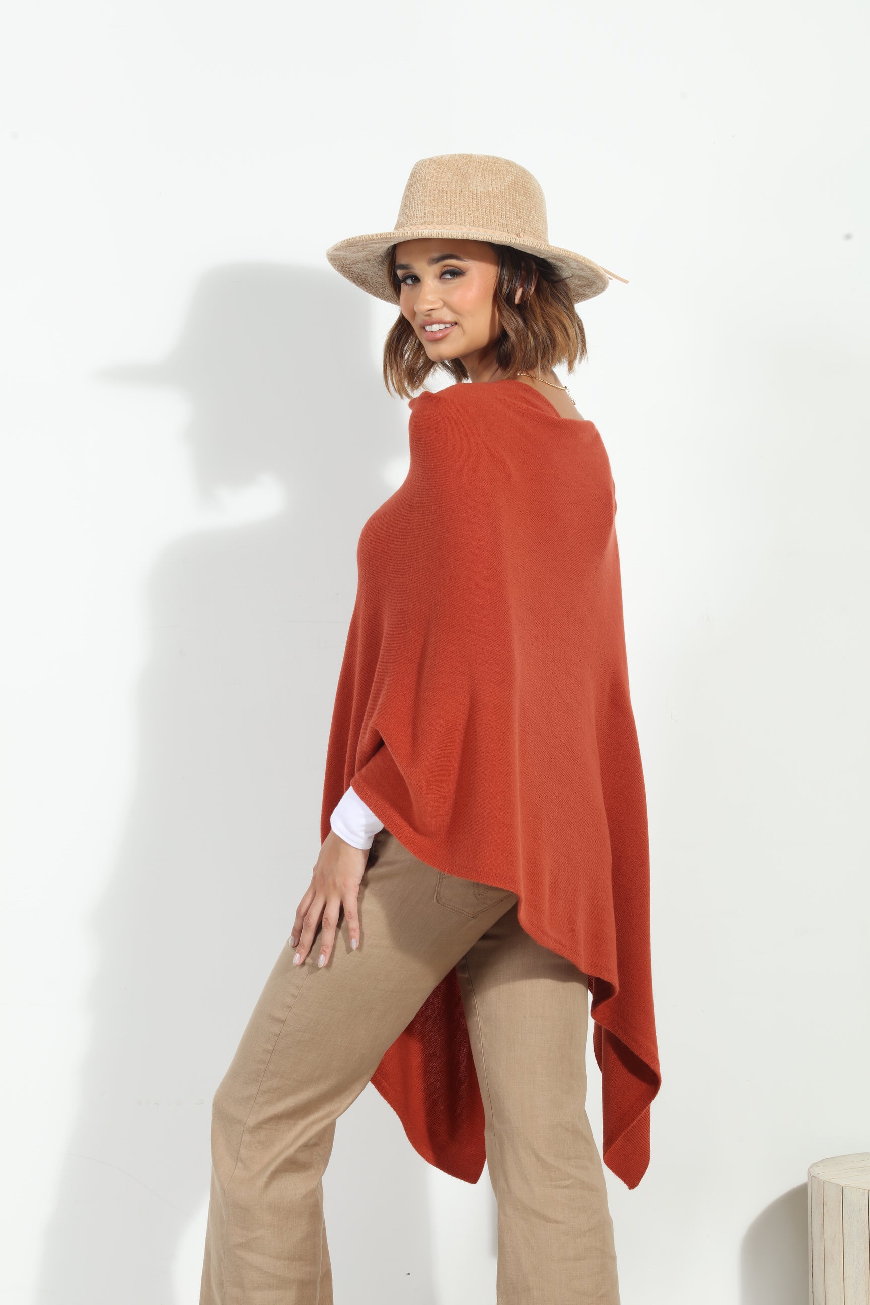 Rust Throw-On Poncho-BEST SELLER