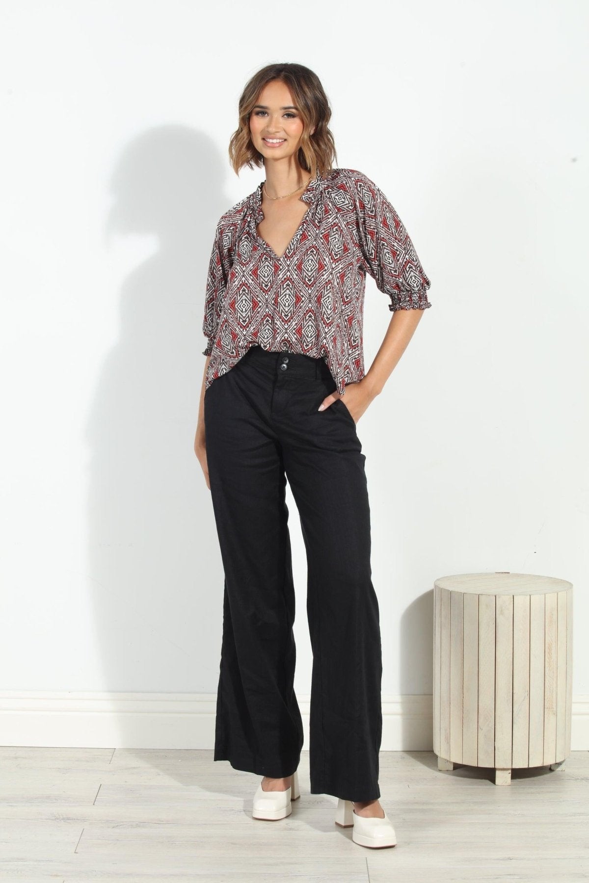 Shanae Split Neck Top-FINAL SALE