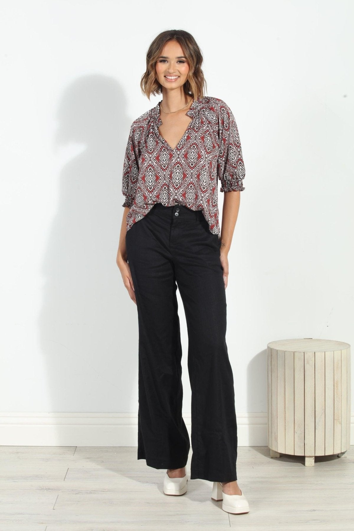 Shanae Split Neck Top-FINAL SALE