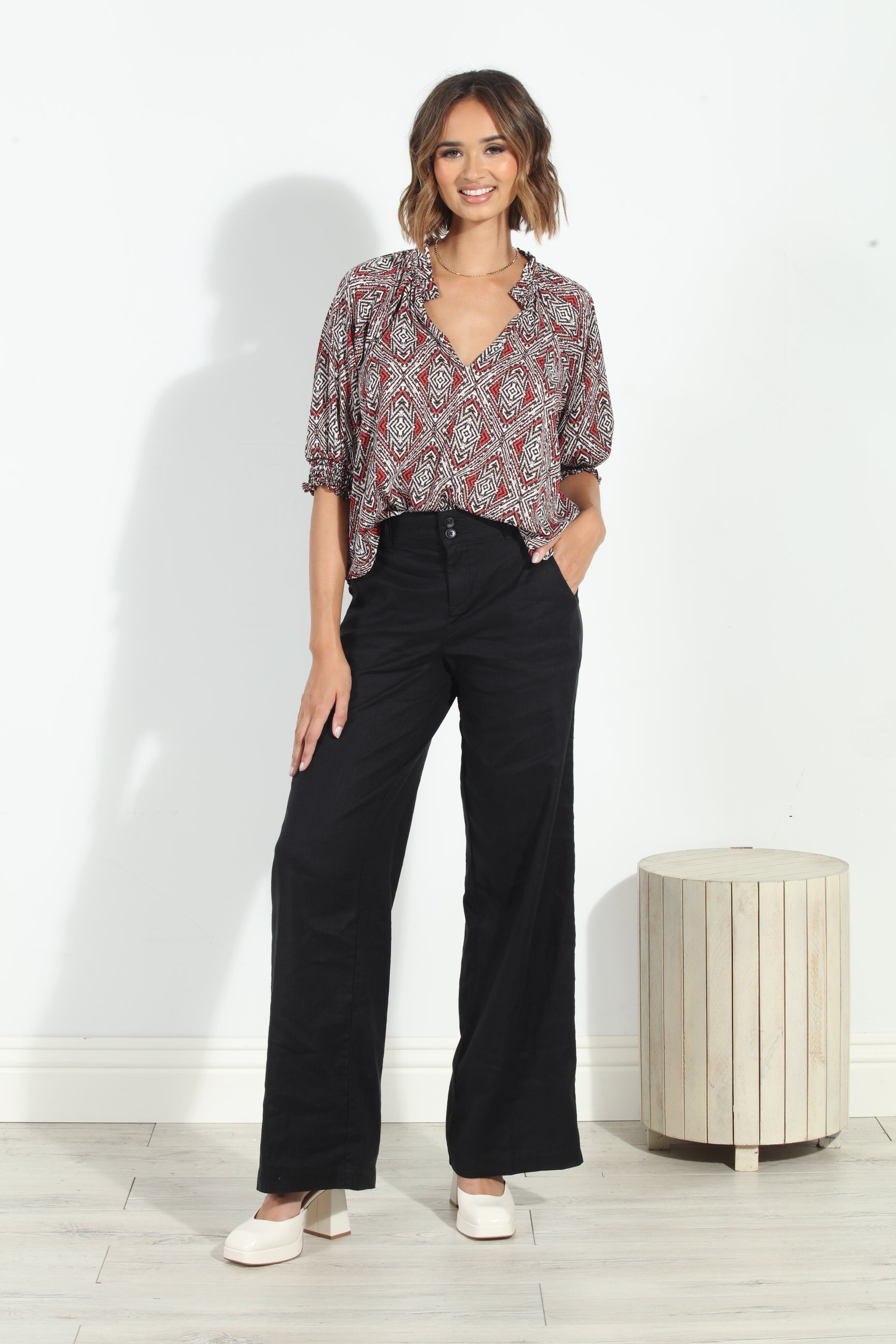 Shanae Split Neck Blouse
