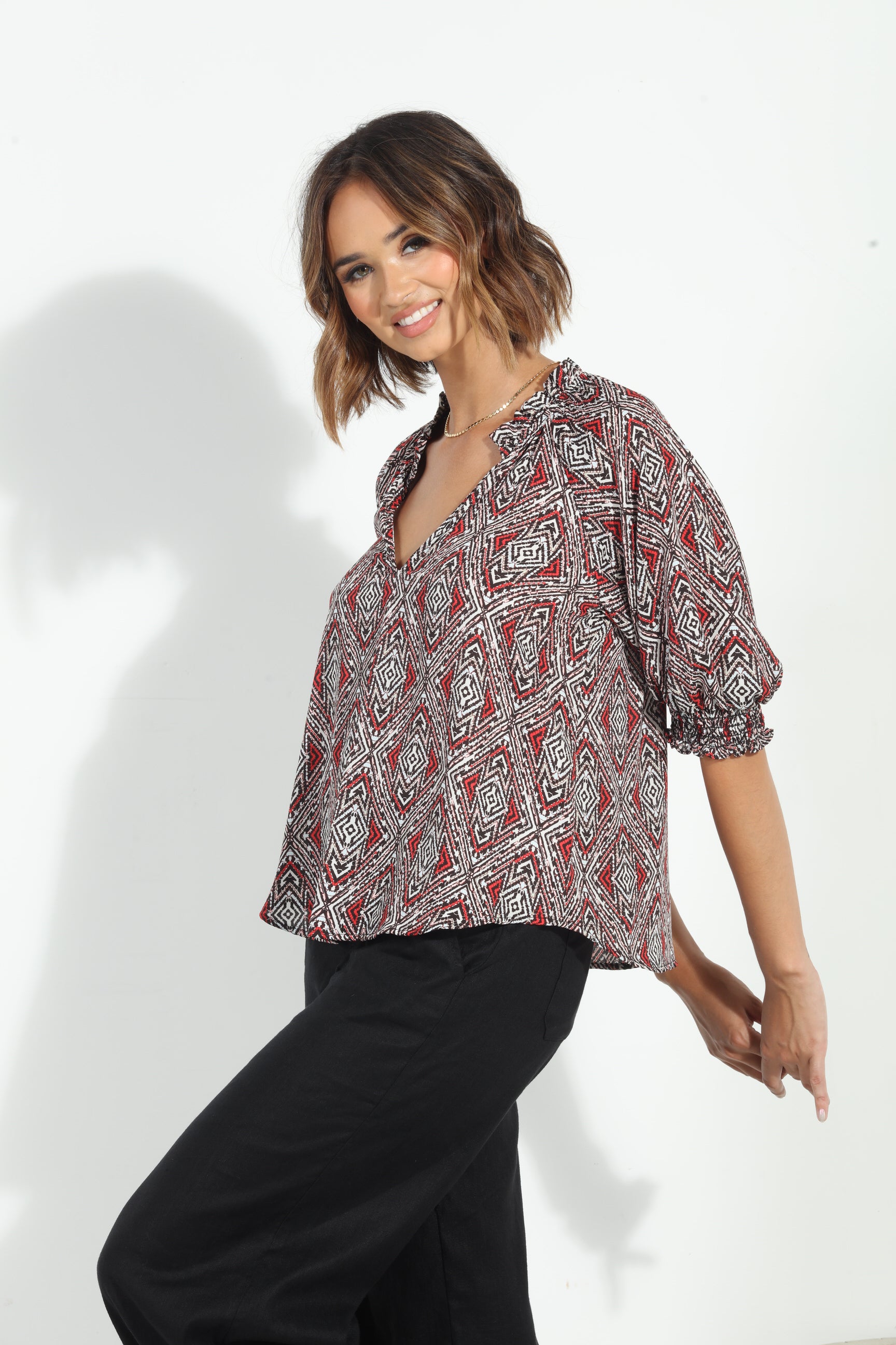 Shanae Split Neck Blouse