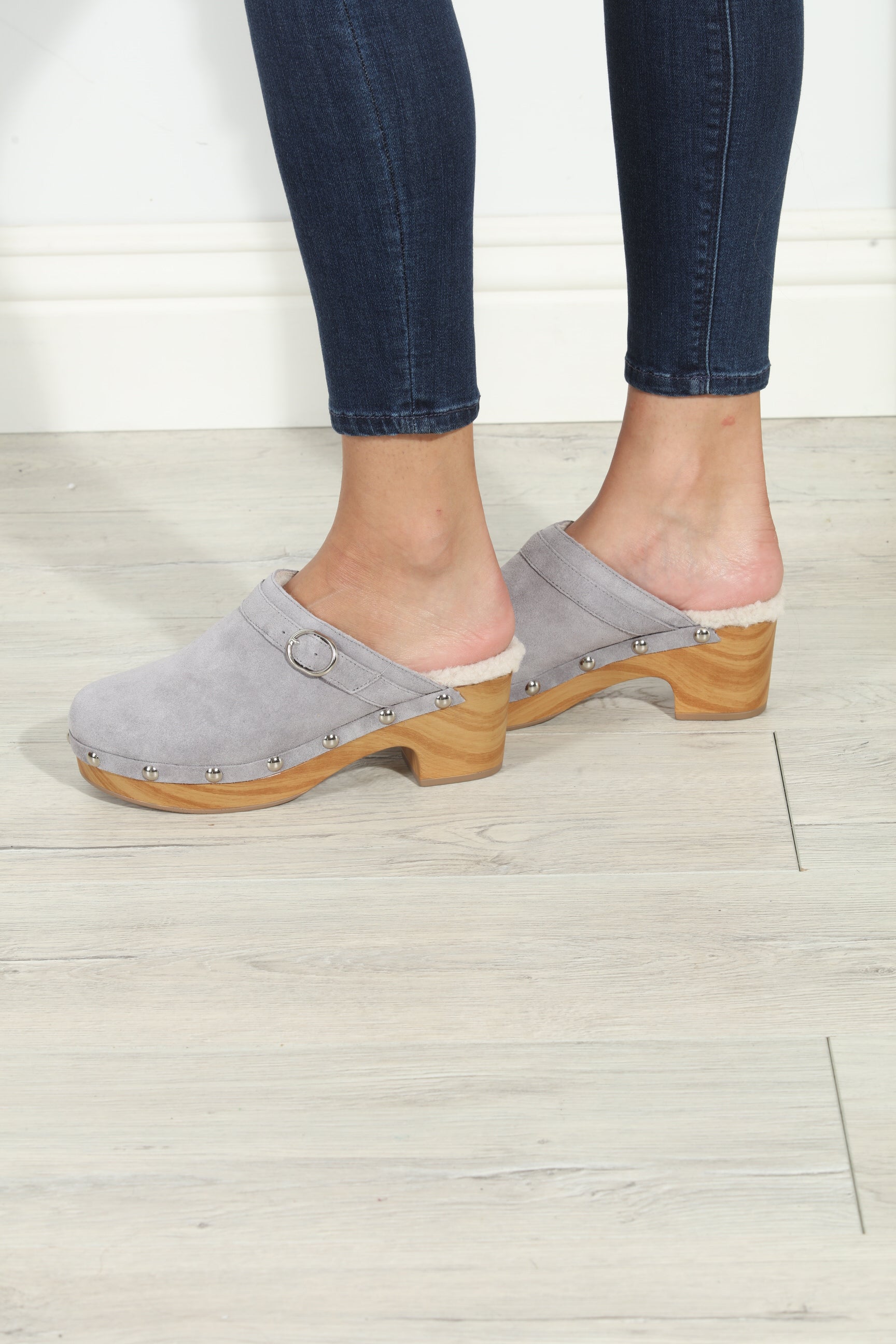 Chinese Laundry- Carlie Suede Clog- Grey-FINAL SALE