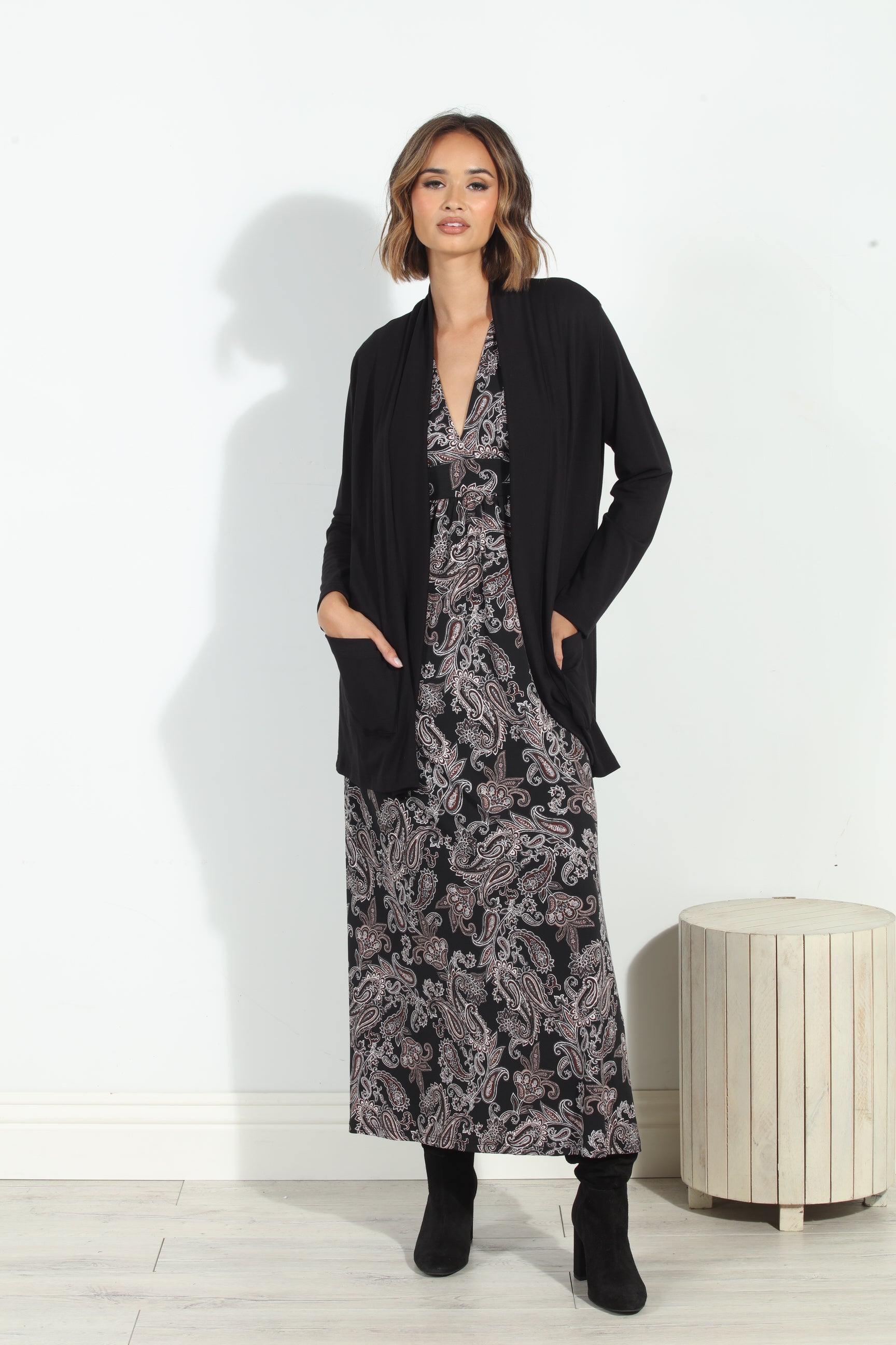 Black Yummy Soft French Terry Shrug