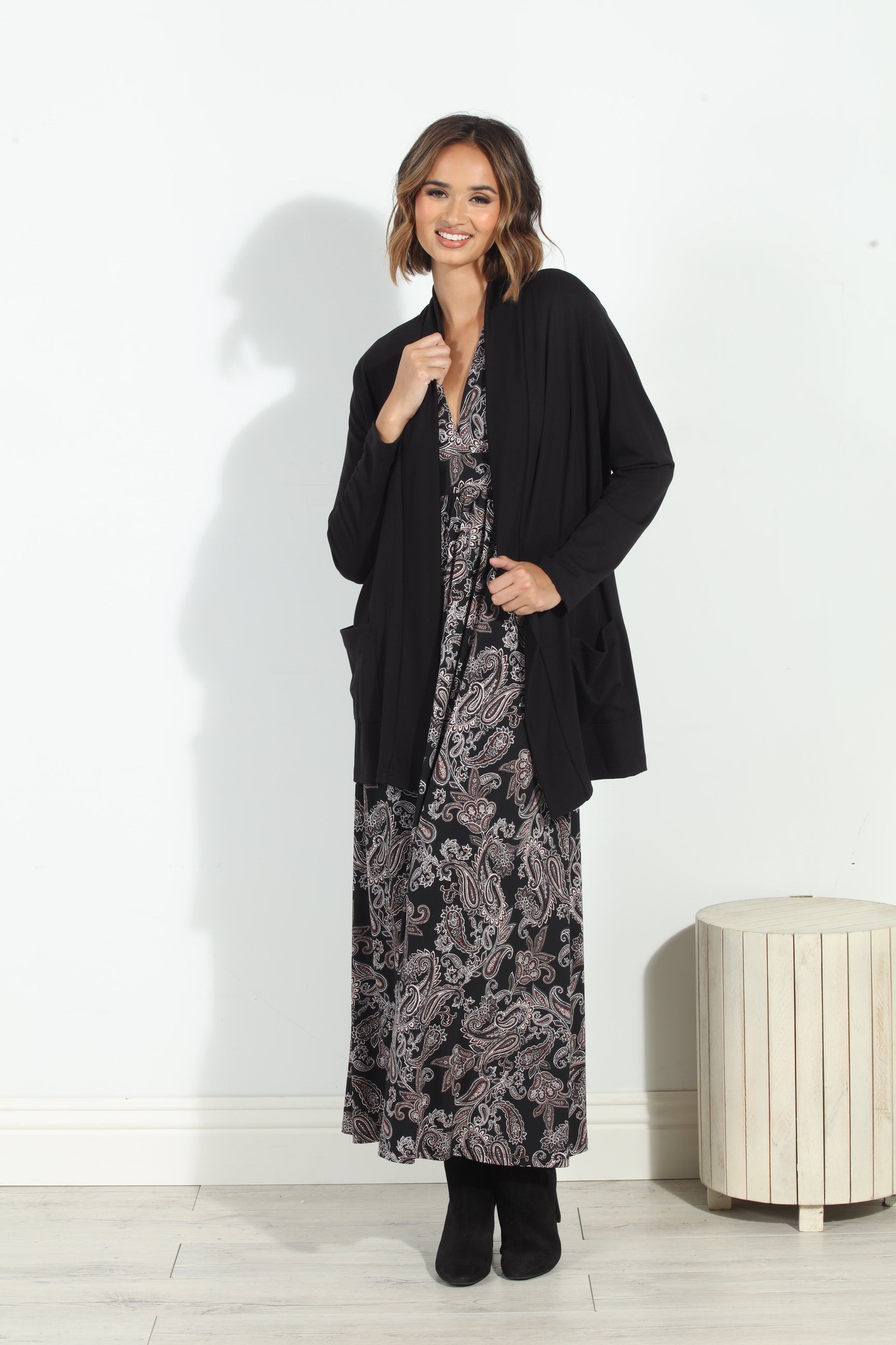 Black Yummy Soft French Terry Shrug
