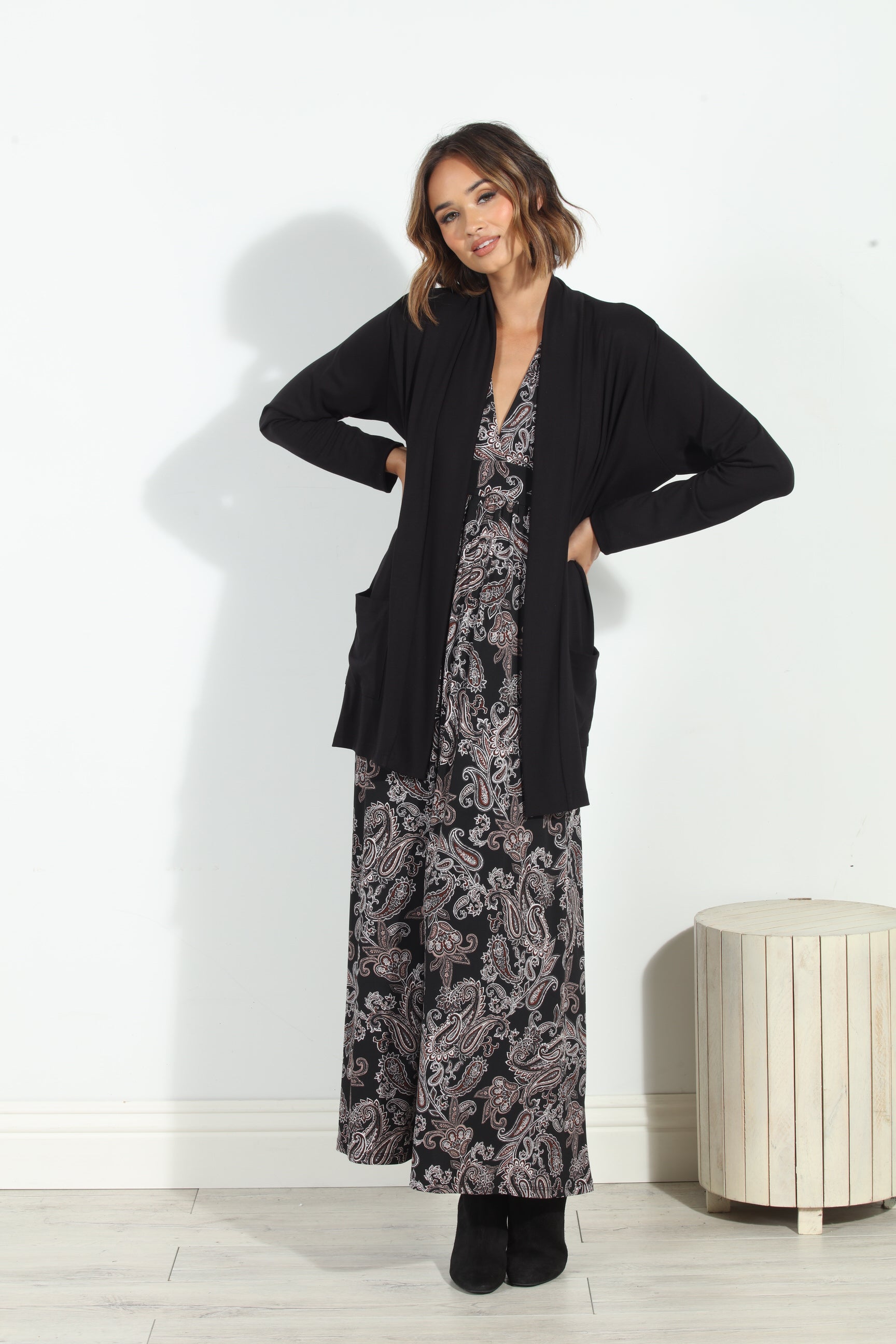 Black Yummy Soft French Terry Shrug