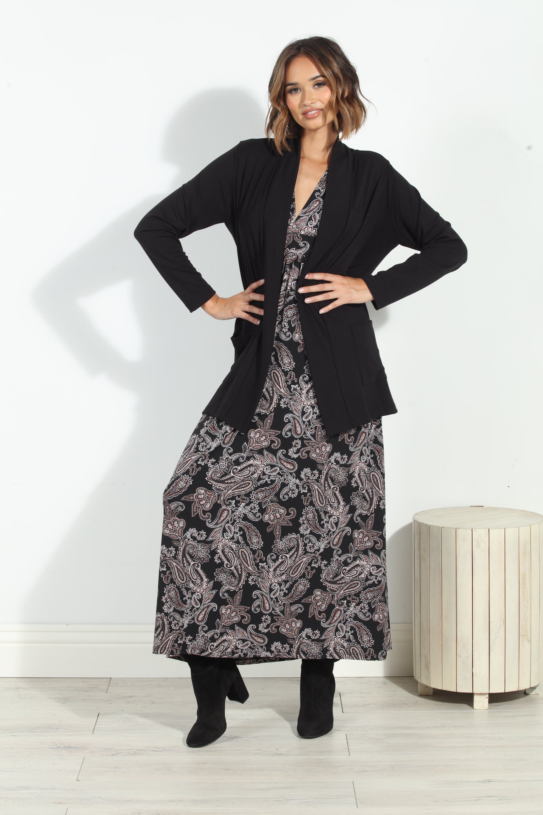Black Yummy Soft French Terry Shrug