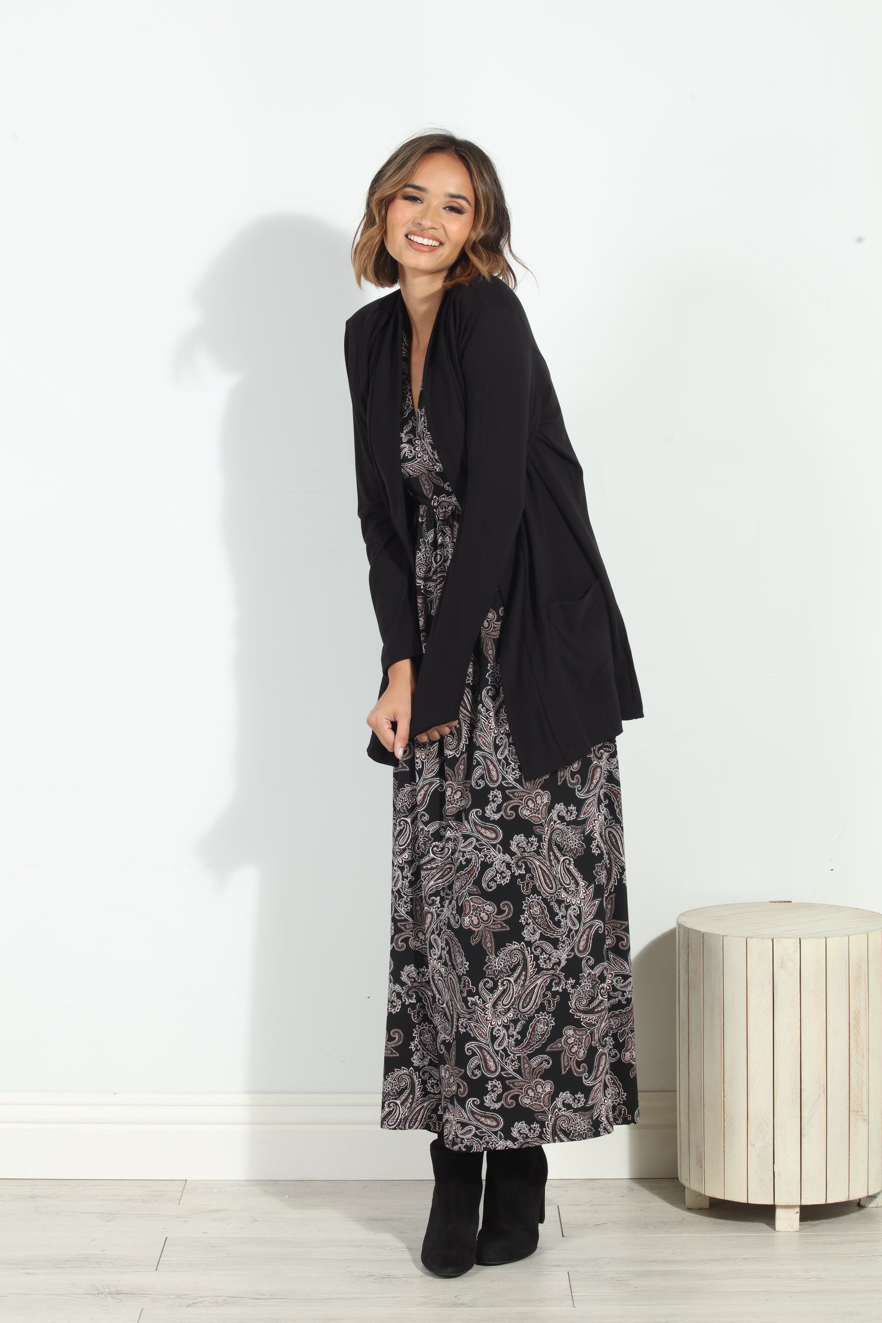 Black Yummy Soft French Terry Shrug
