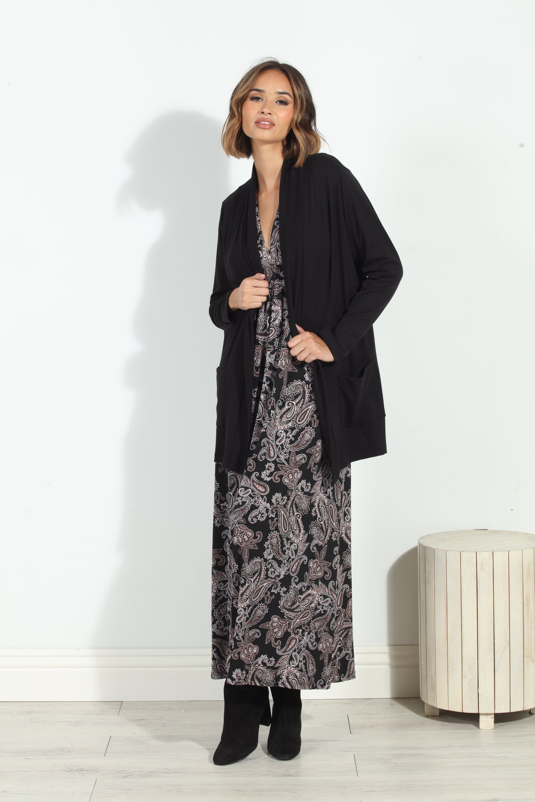 Black Yummy Soft French Terry Shrug