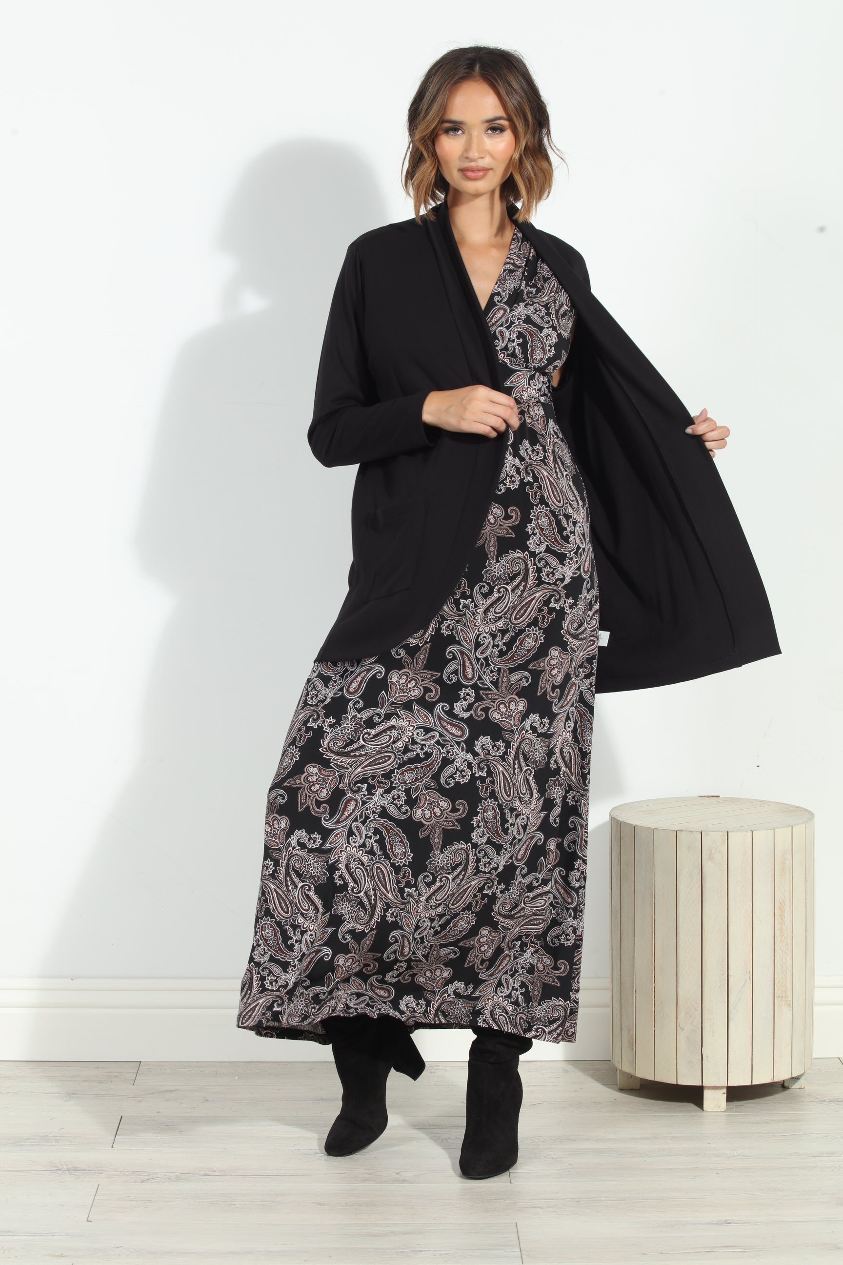 Black Yummy Soft French Terry Shrug