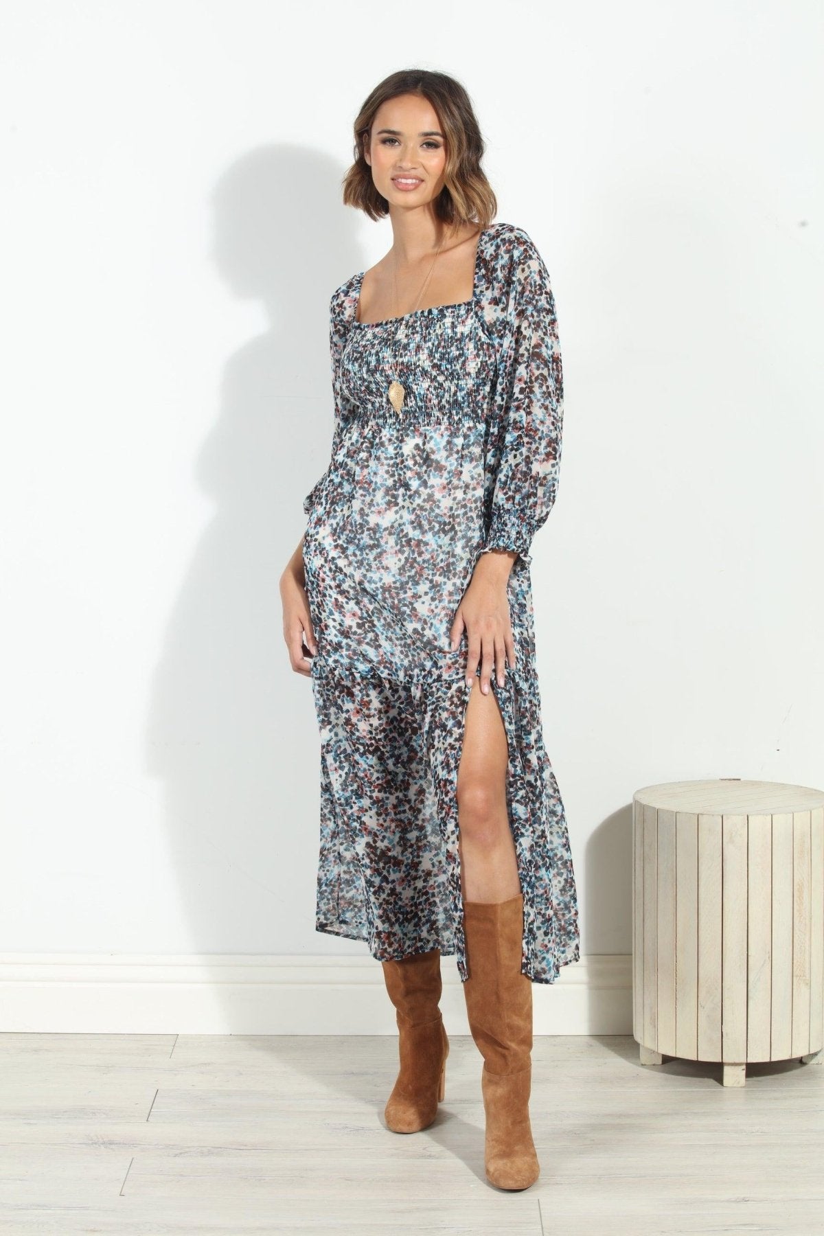 Lucila Smocked Midi Dress-FINAL SALE