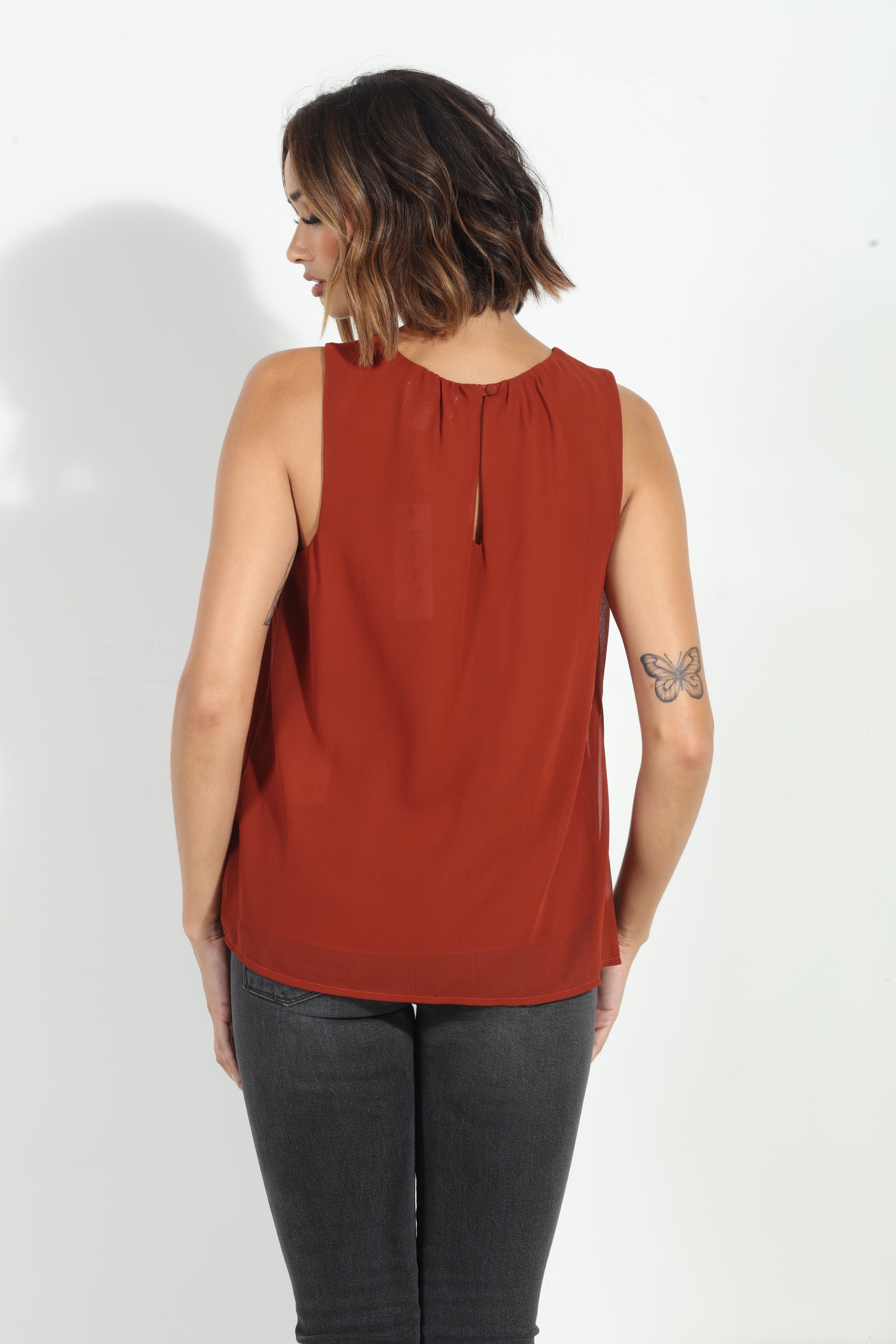 Burnt Sienna Chiffon Flowy Tank