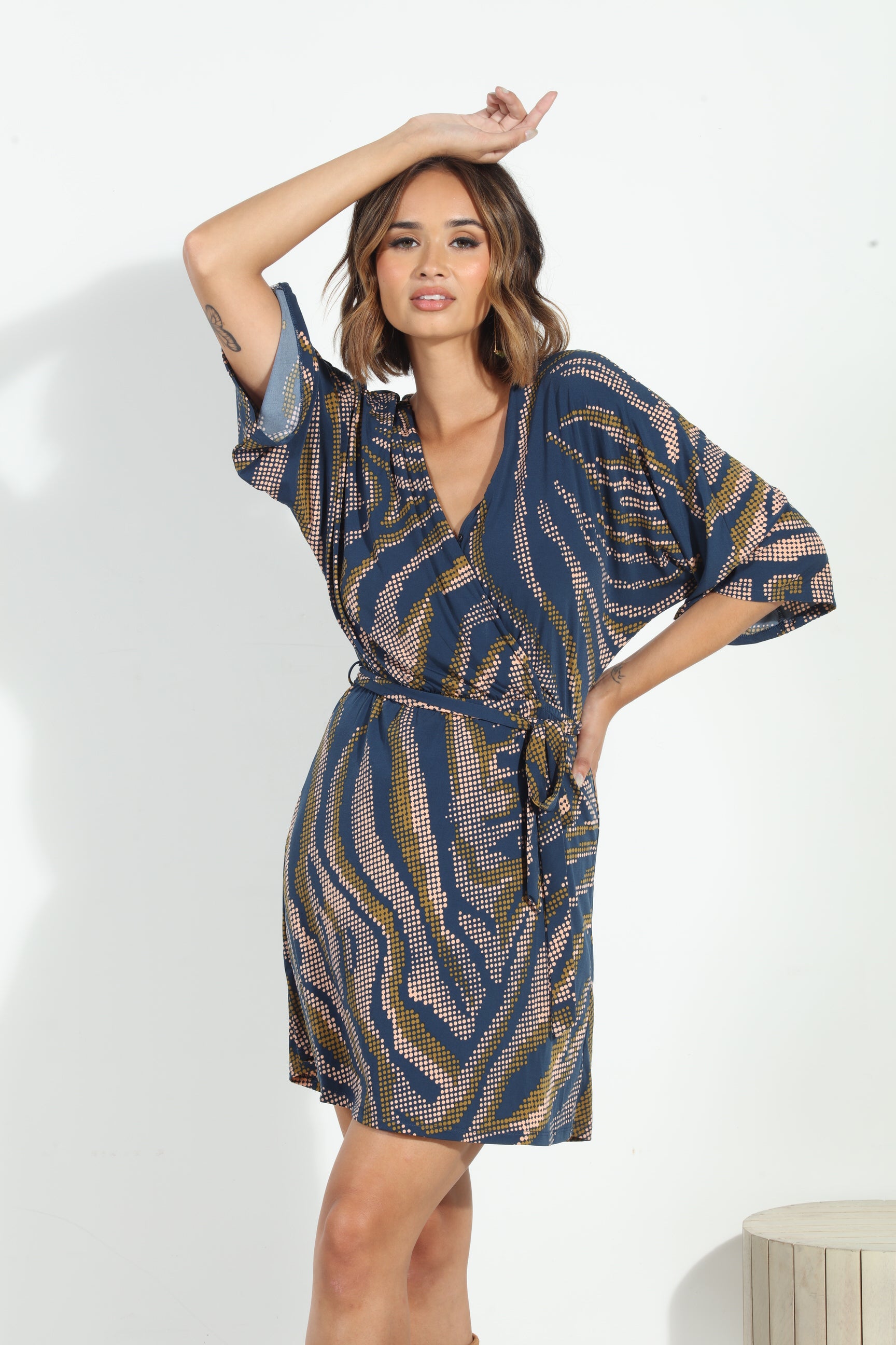 Zarda Stretch Kimono Sleeve Dress