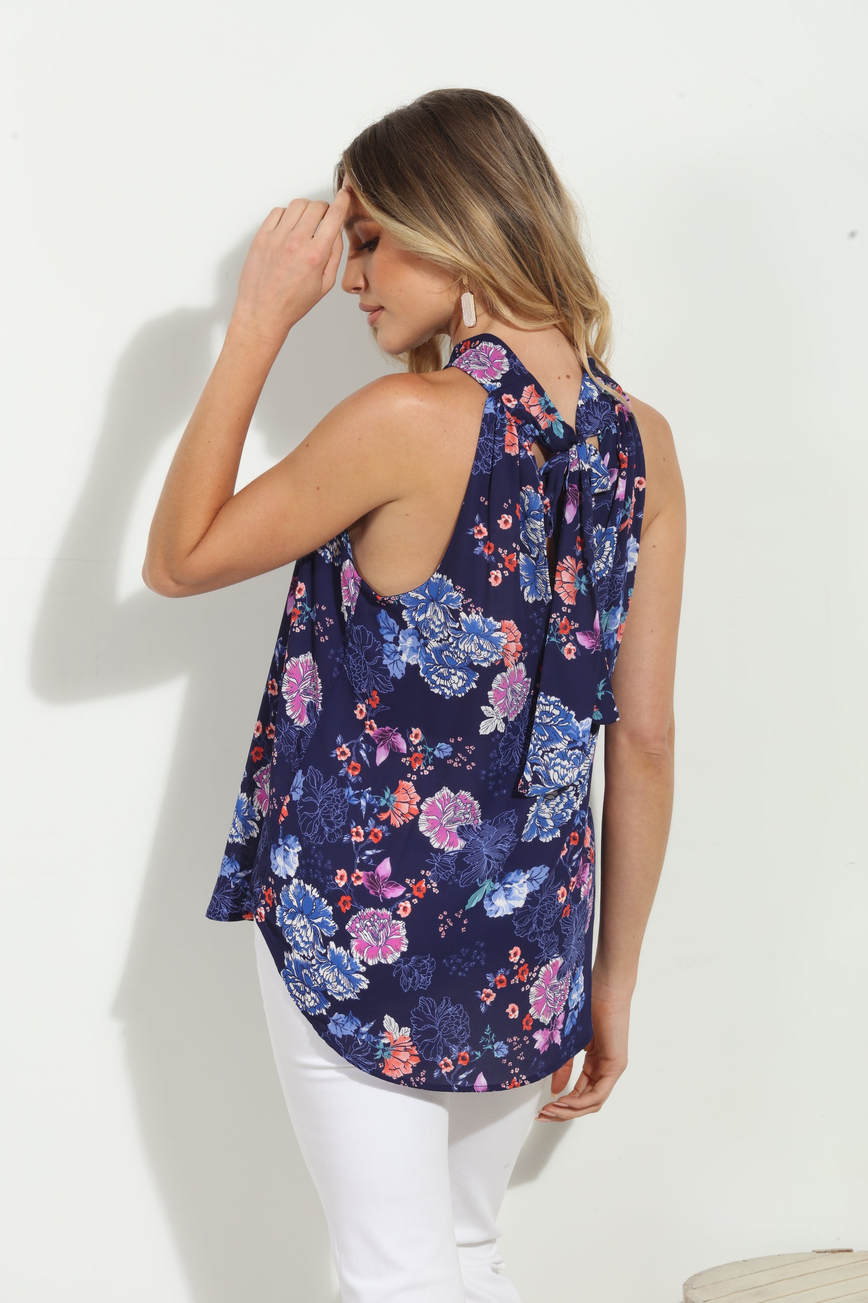 Jerica Twist Halter Sleeveless Blouse