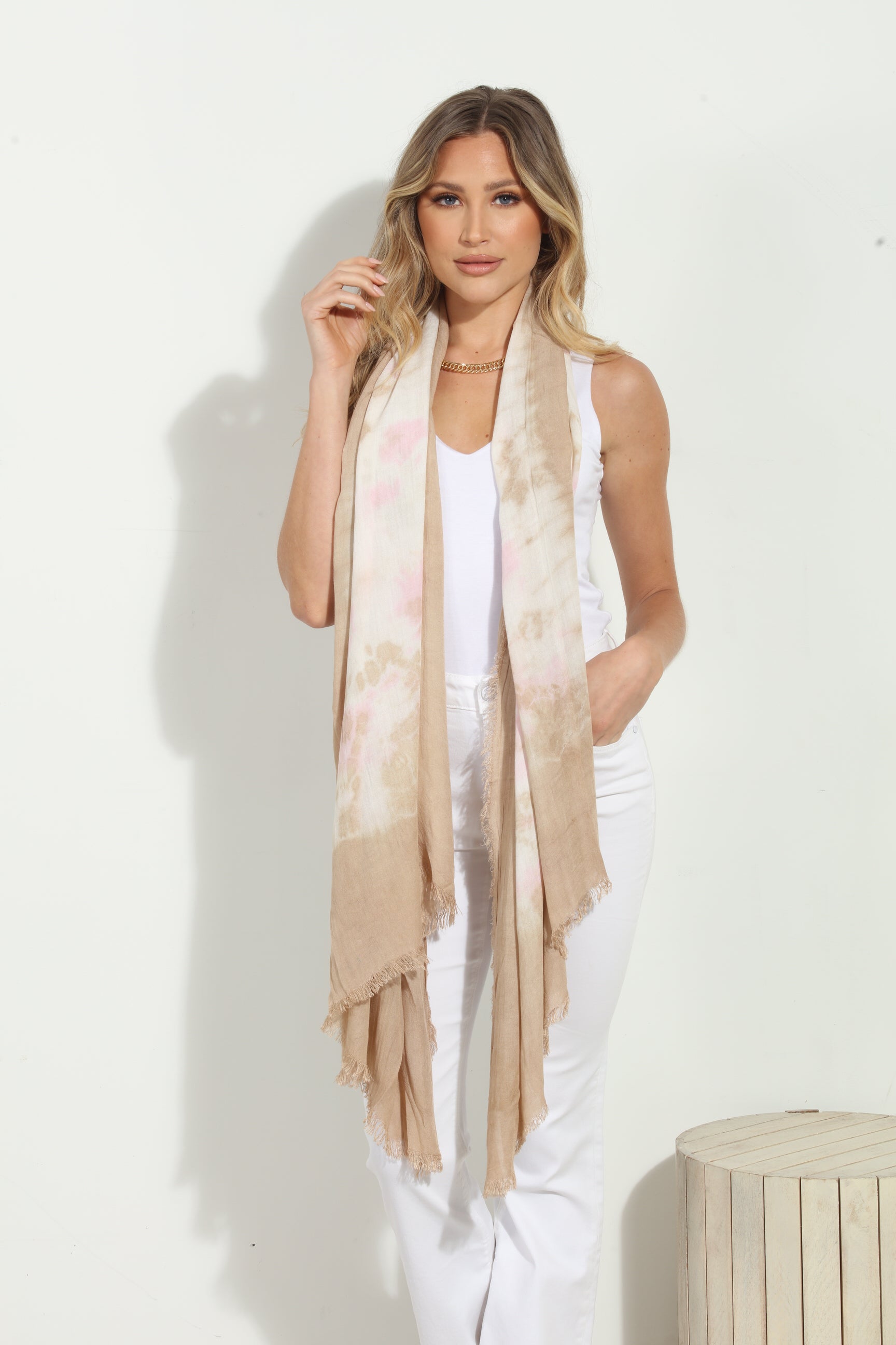 Neutral Tie-Dye Scarf
