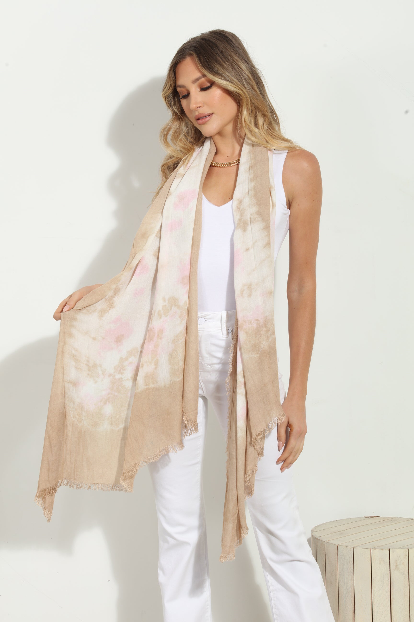 Neutral Tie-Dye Scarf