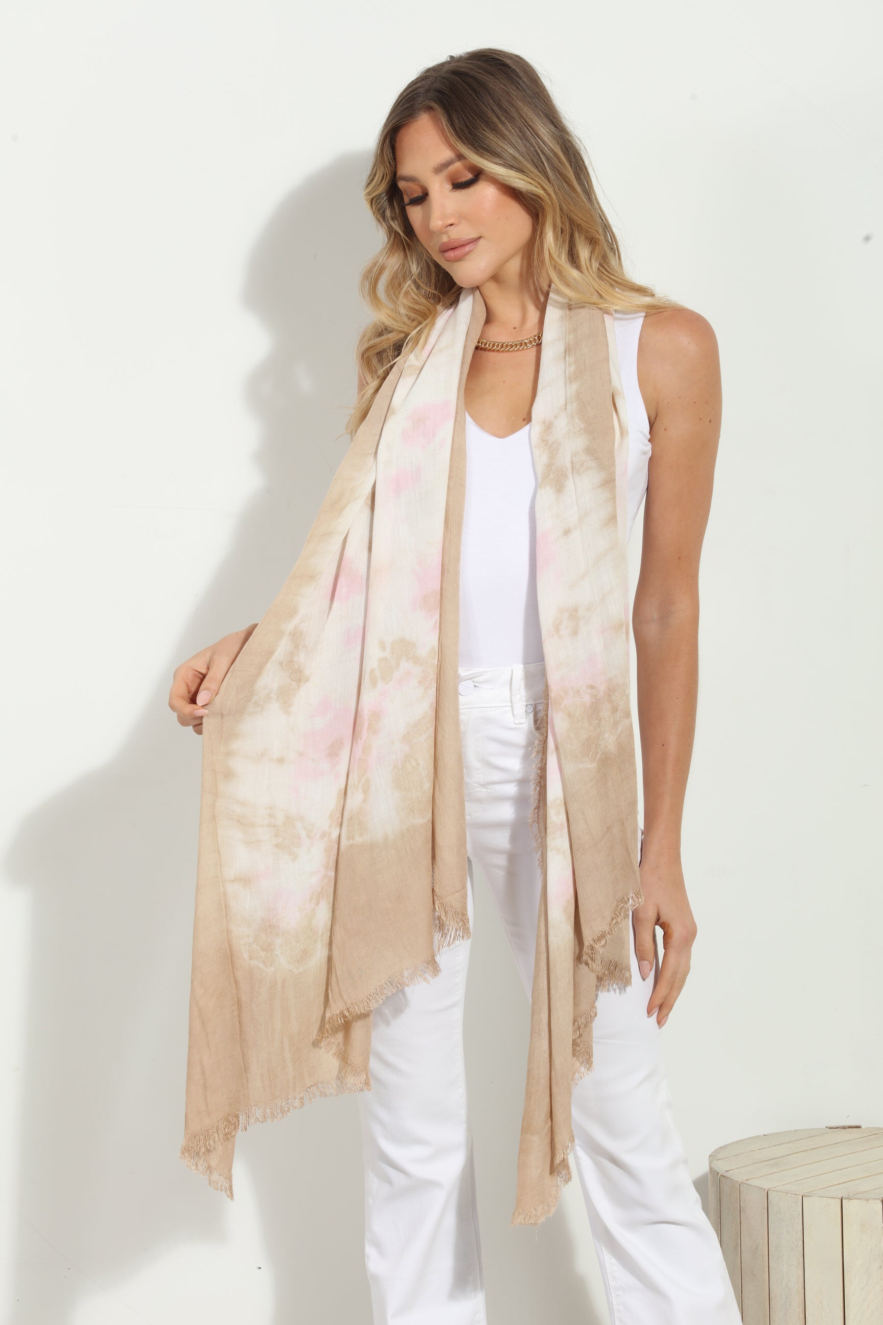 Neutral Tie-Dye Scarf