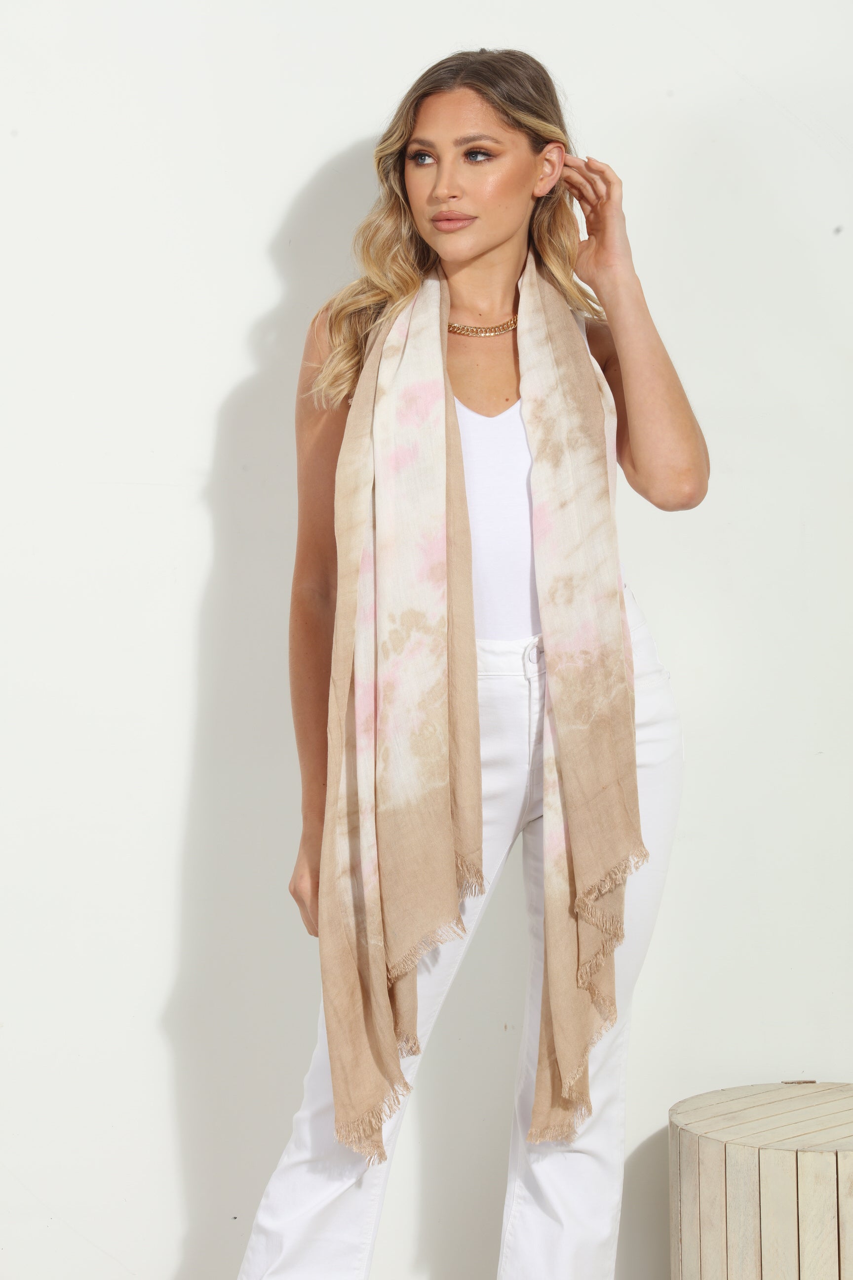 Neutral Tie-Dye Scarf
