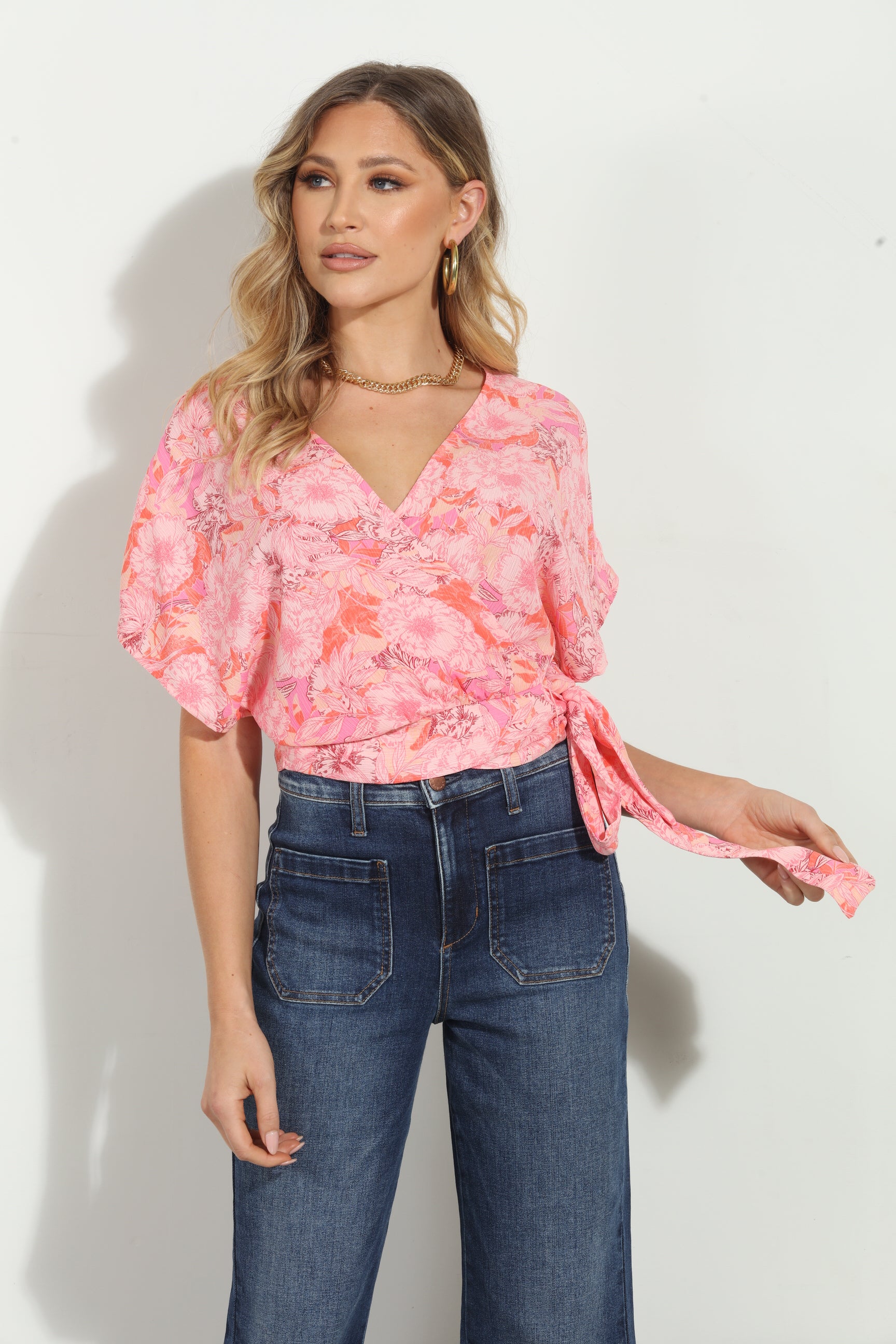 Nikolina Mom Cropped Wrap Top
