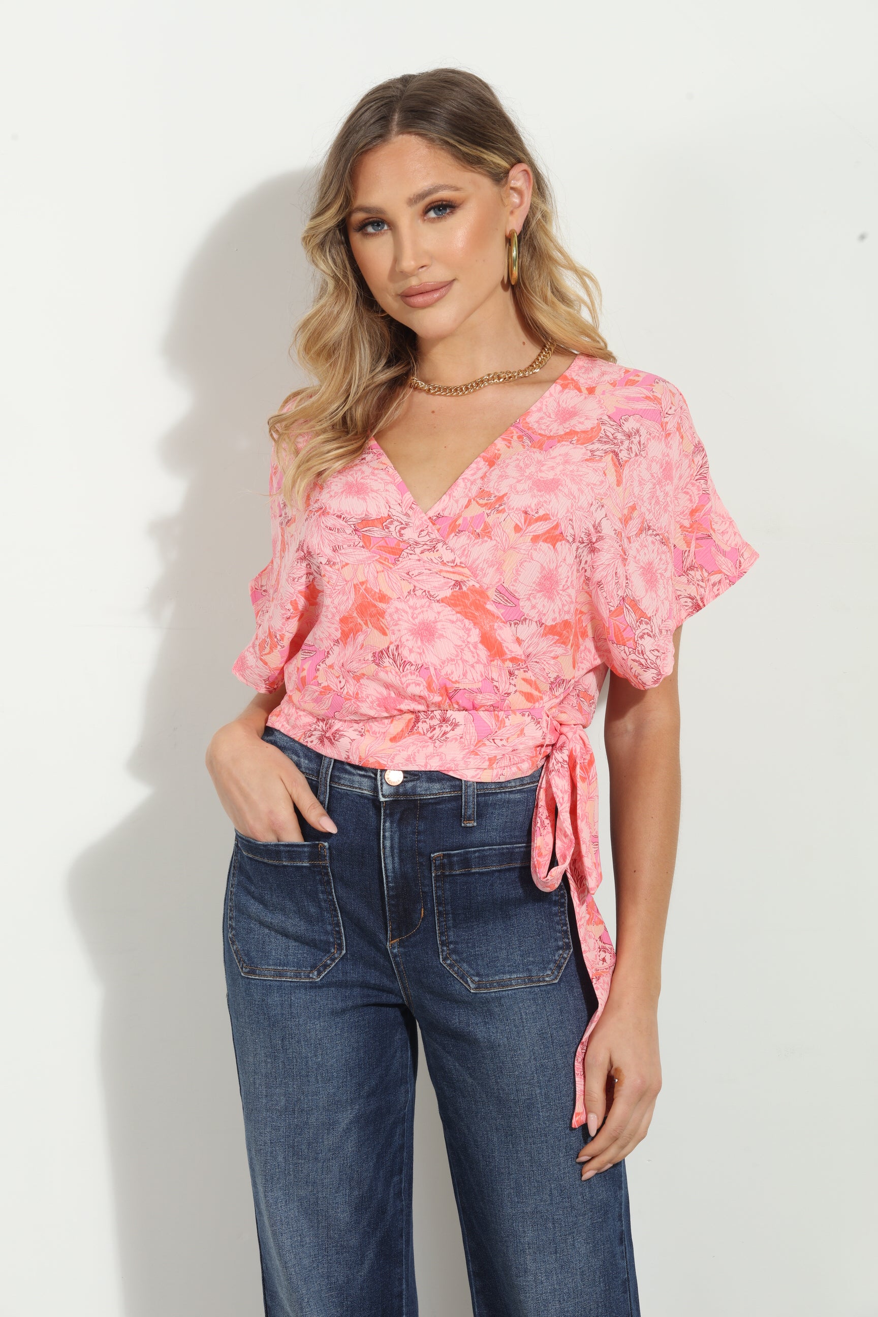 Nikolina Mom Cropped Wrap Top